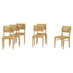 Set of 6 Rope Dining Chairs by Audoux Minet for Vibo Vesoul France, C. 1950