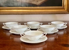 Set von 6 Rosenthal „Maria“ Suppenschalen in Creme mit Untertassen