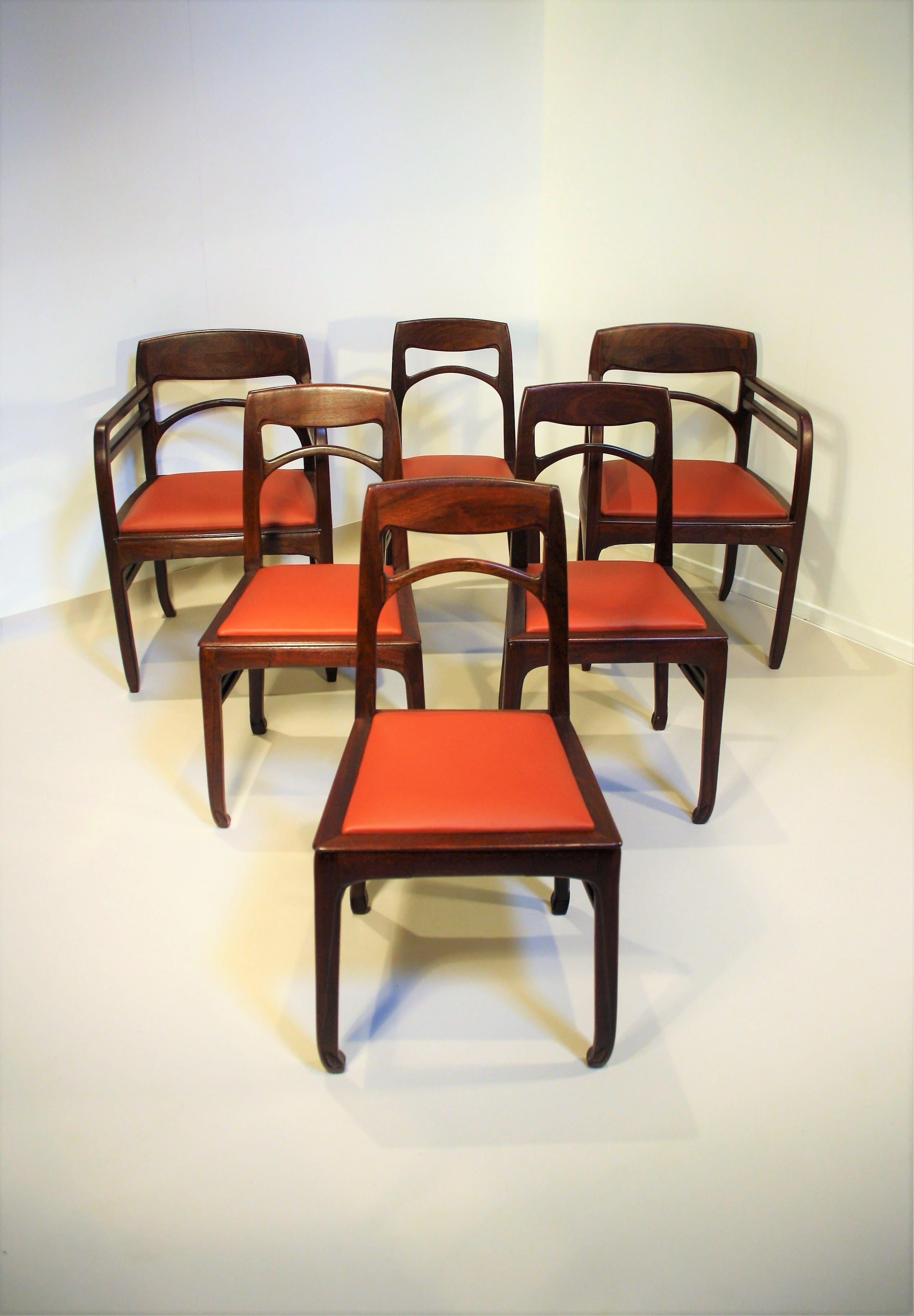 Richard Riemerschmid, ensemble de 6 chaises en bois de rose 10