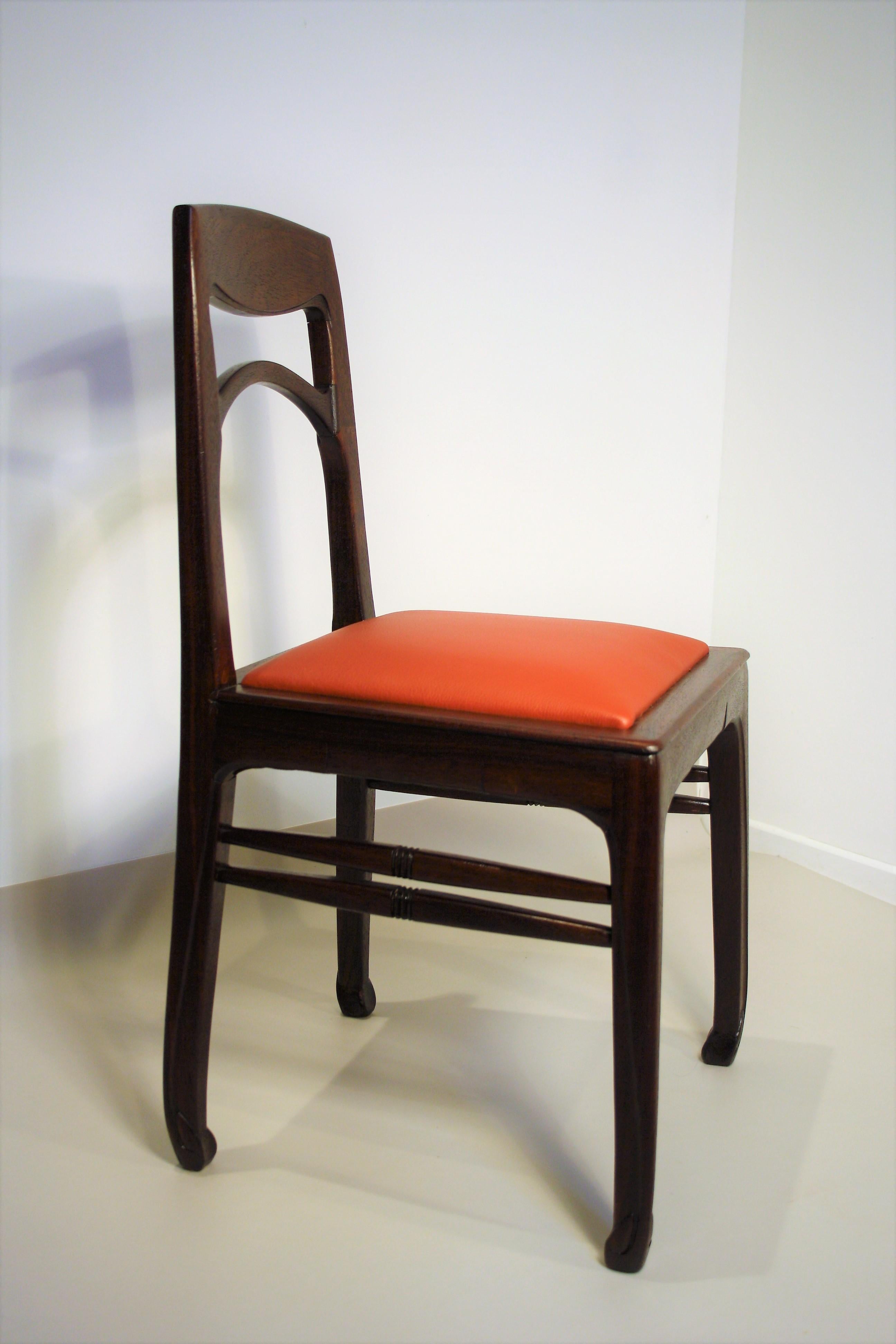 Allemand Richard Riemerschmid, ensemble de 6 chaises en bois de rose