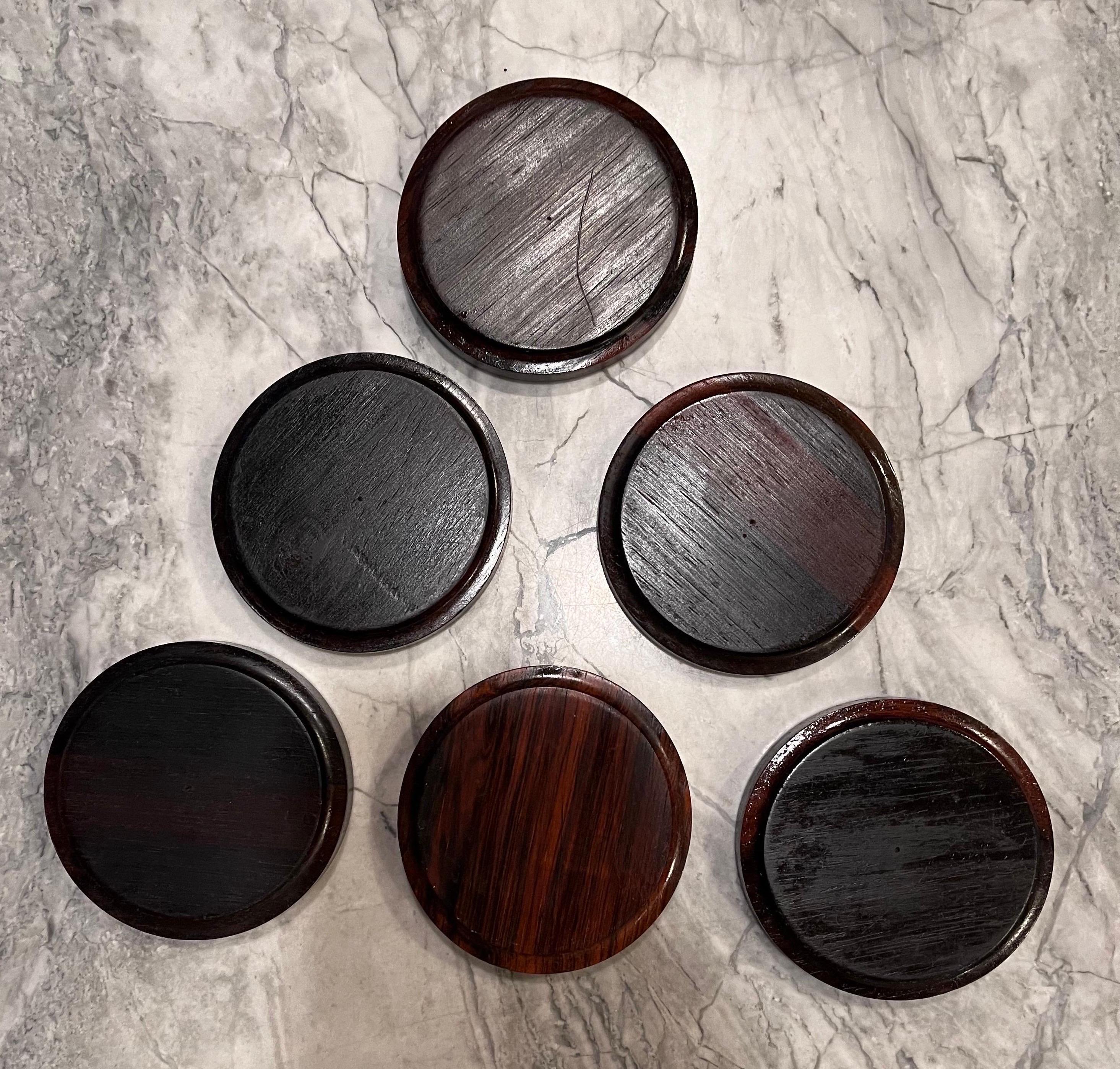 20th Century Set of 6 Rosewood Coasters