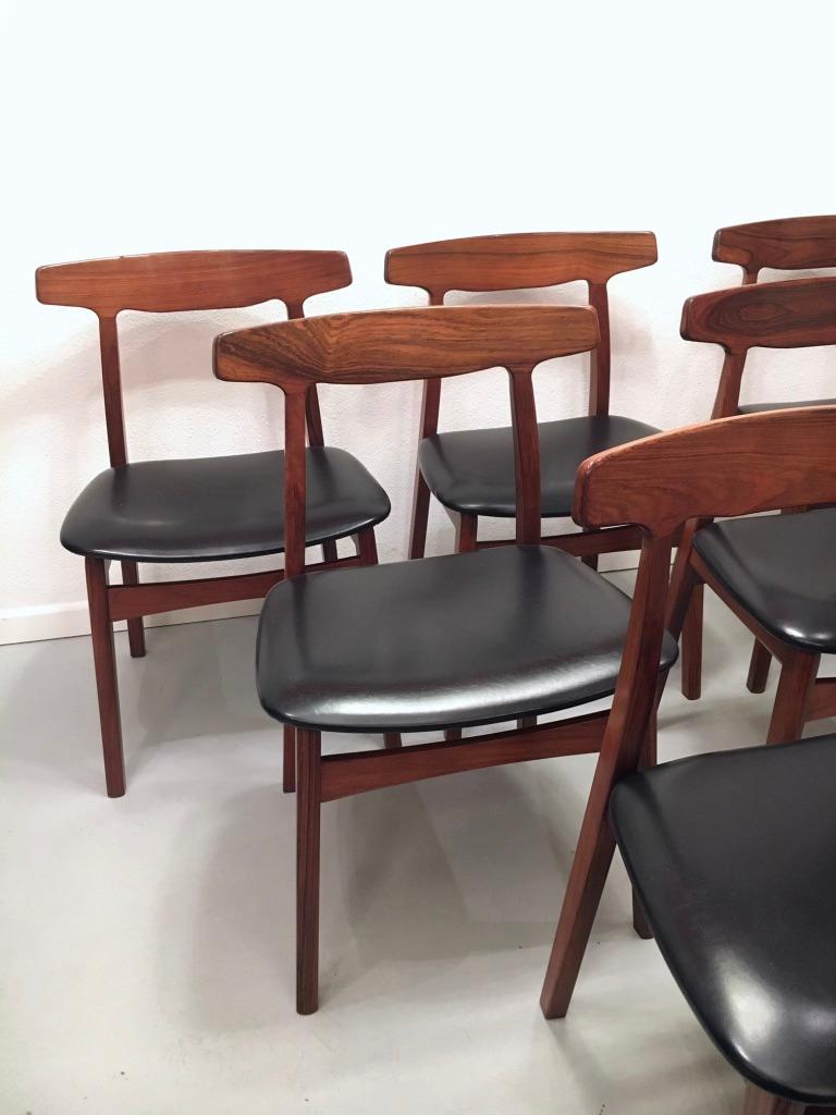 Danish Set of 6 Rosewood Dining Chairs by Henning Kjaernulf for Bruno Hansen, Denmark