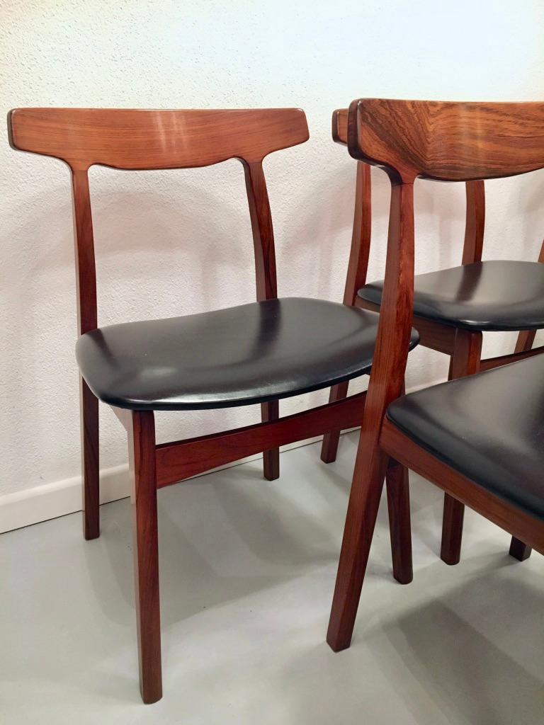 Set of 6 Rosewood Dining Chairs by Henning Kjaernulf for Bruno Hansen, Denmark In Excellent Condition In Geneva, CH