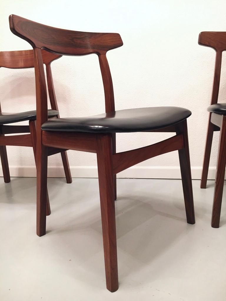Set of 6 Rosewood Dining Chairs by Henning Kjaernulf for Bruno Hansen, Denmark 3
