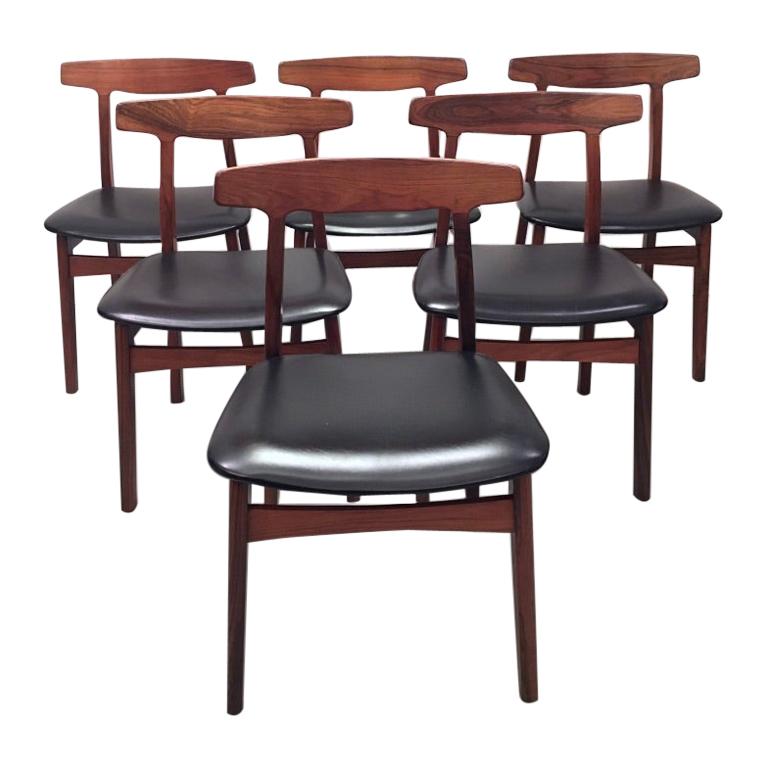 Set of 6 Rosewood Dining Chairs by Henning Kjaernulf for Bruno Hansen, Denmark