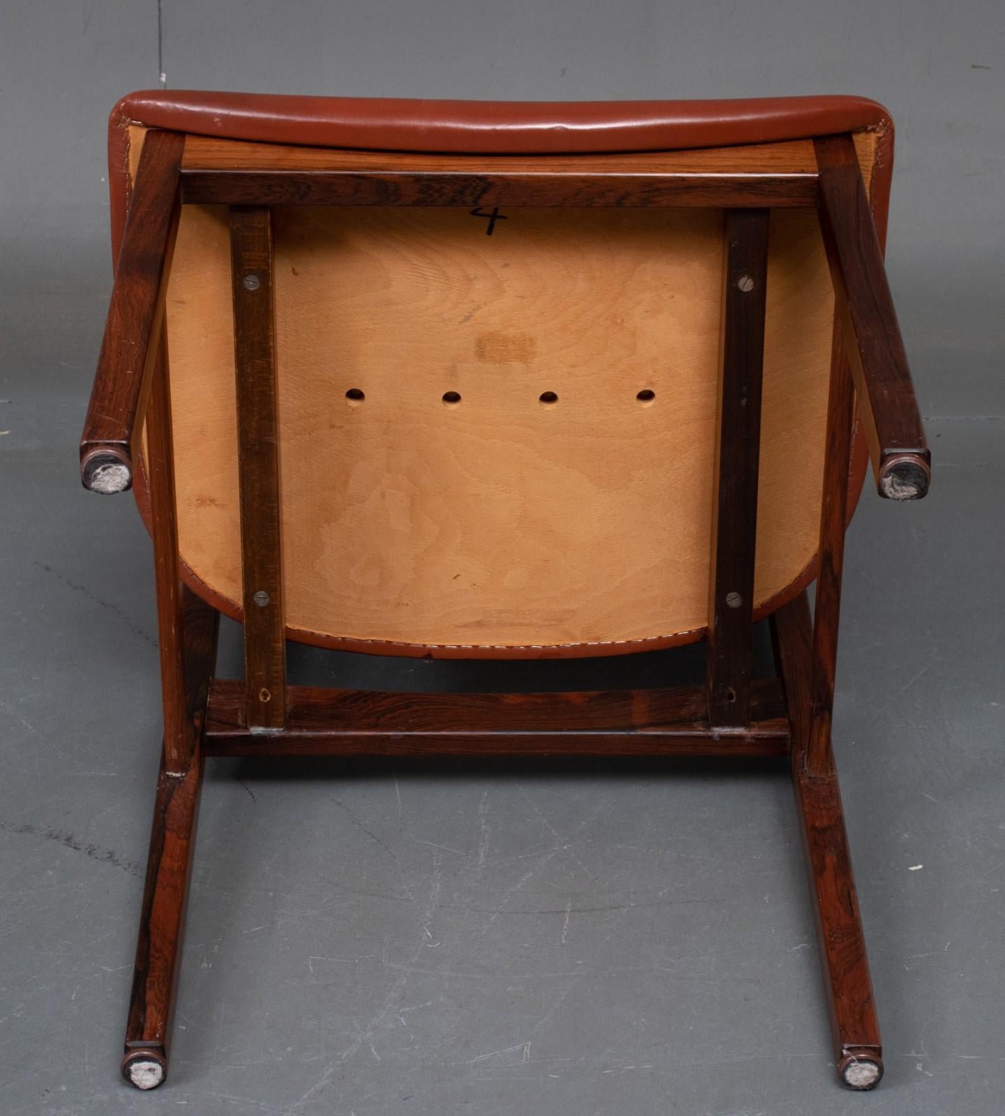 Late 20th Century Set of 6 Rosewood Dining Chairs by Kurt Östervig For Sale