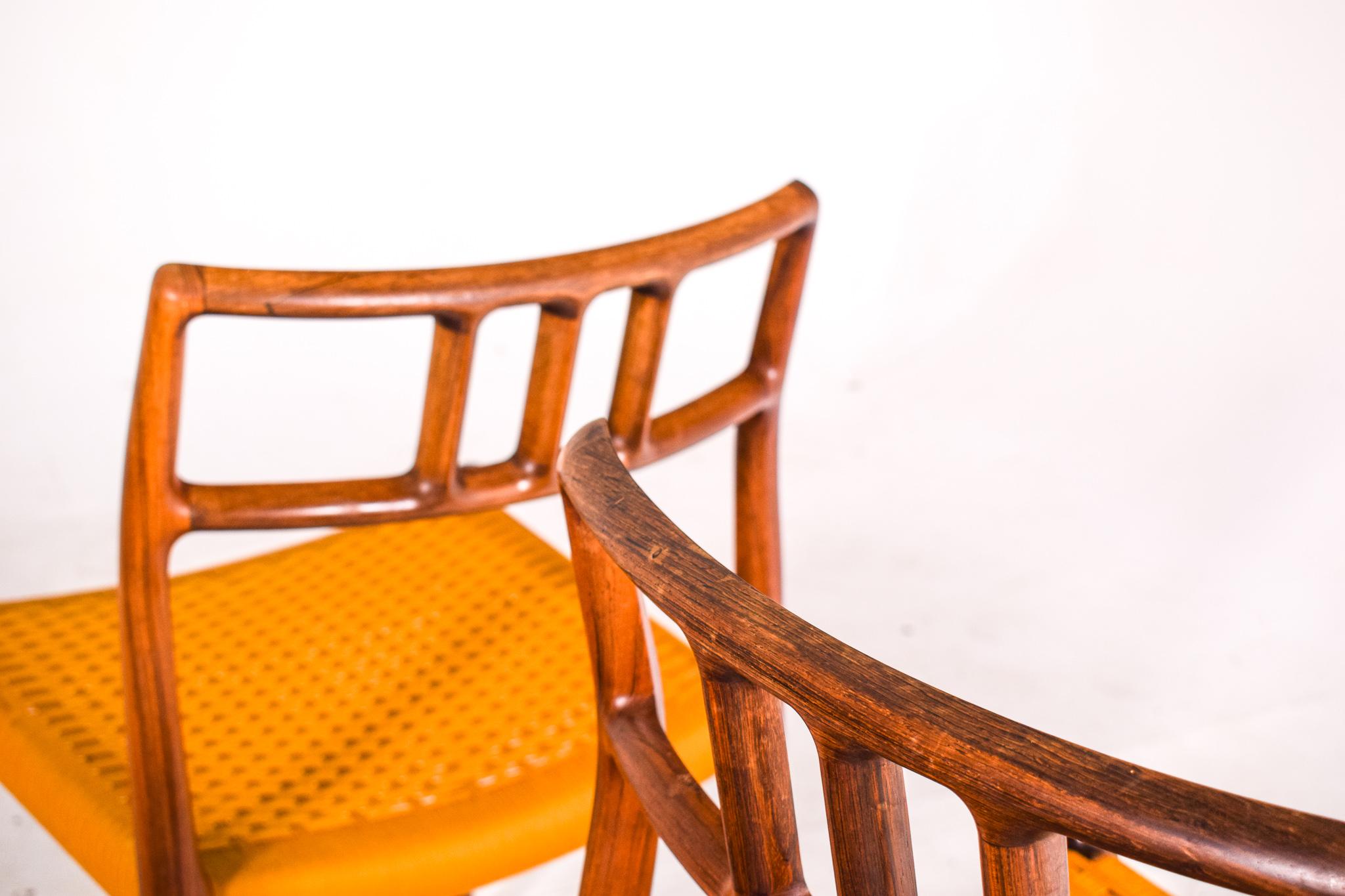 Cord Set of 6 Rosewood Dining Chairs by Niels Moller