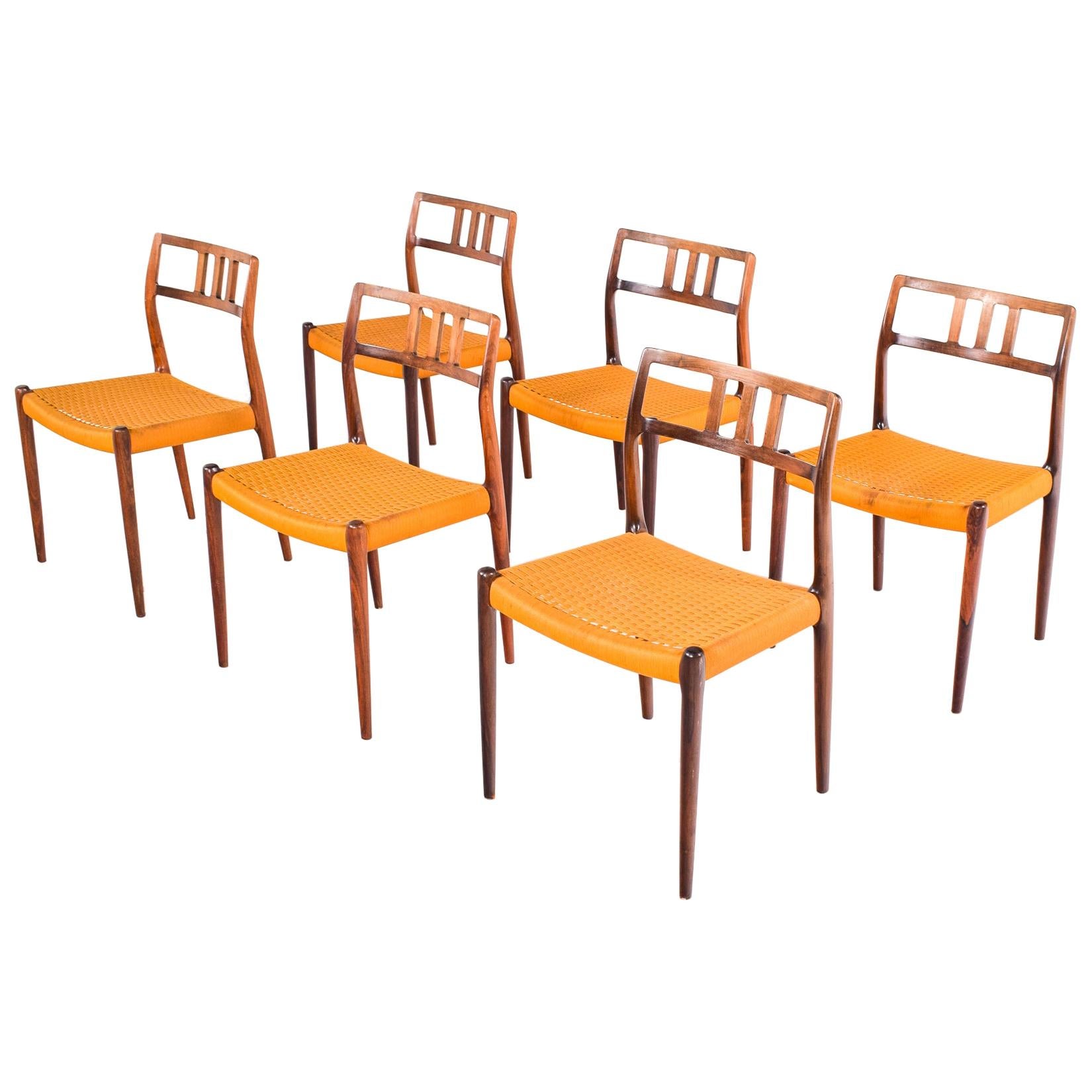 Set of 6 Rosewood Dining Chairs by Niels Moller