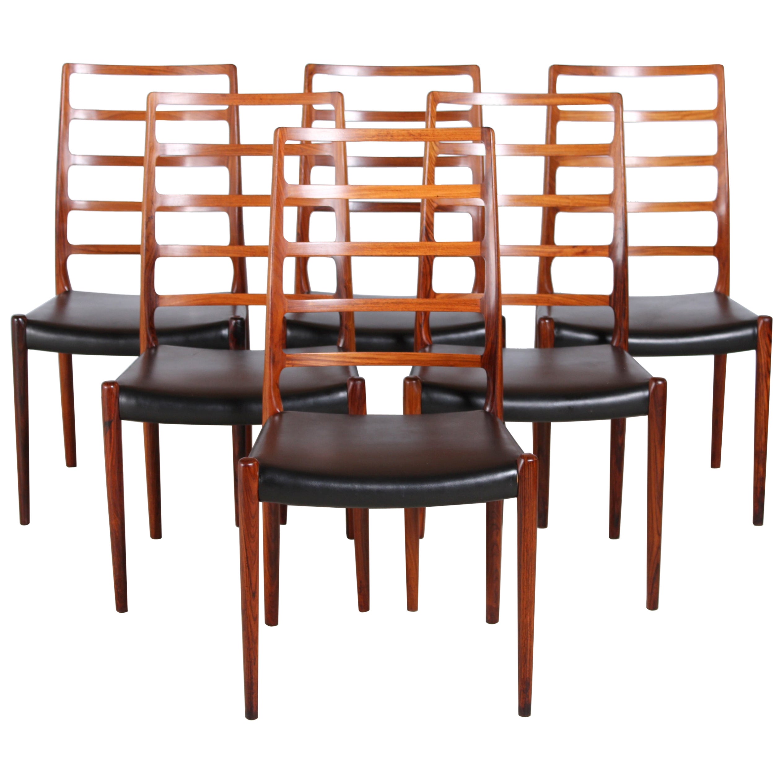 Set of 6 Rosewood Dining Chairs by Niels O. Møller for J.L. Møller, circa 1960s