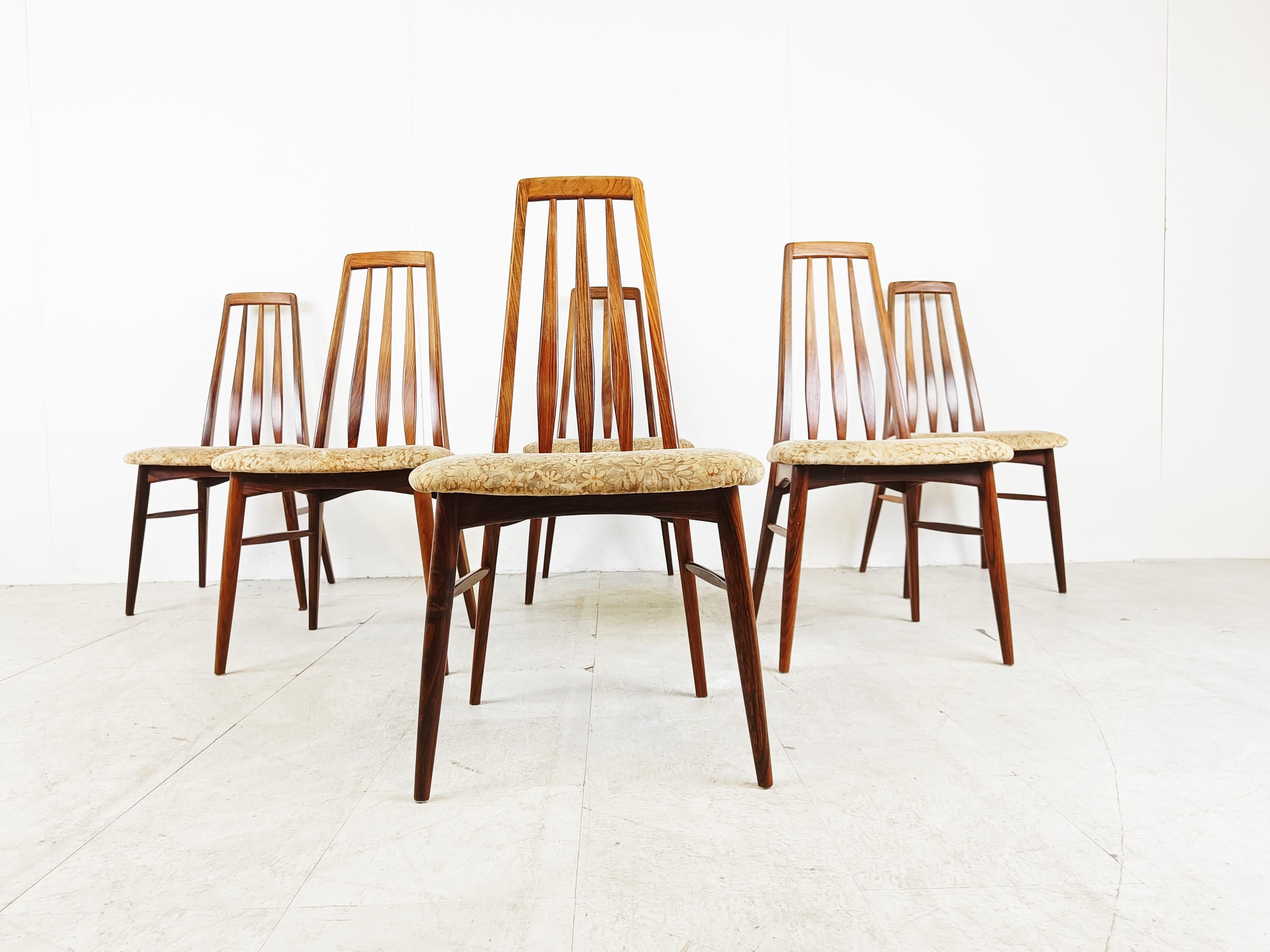 Danish Set of 6 rosewood dining chairs, model EVA by Niels Kofoed, Denmark
