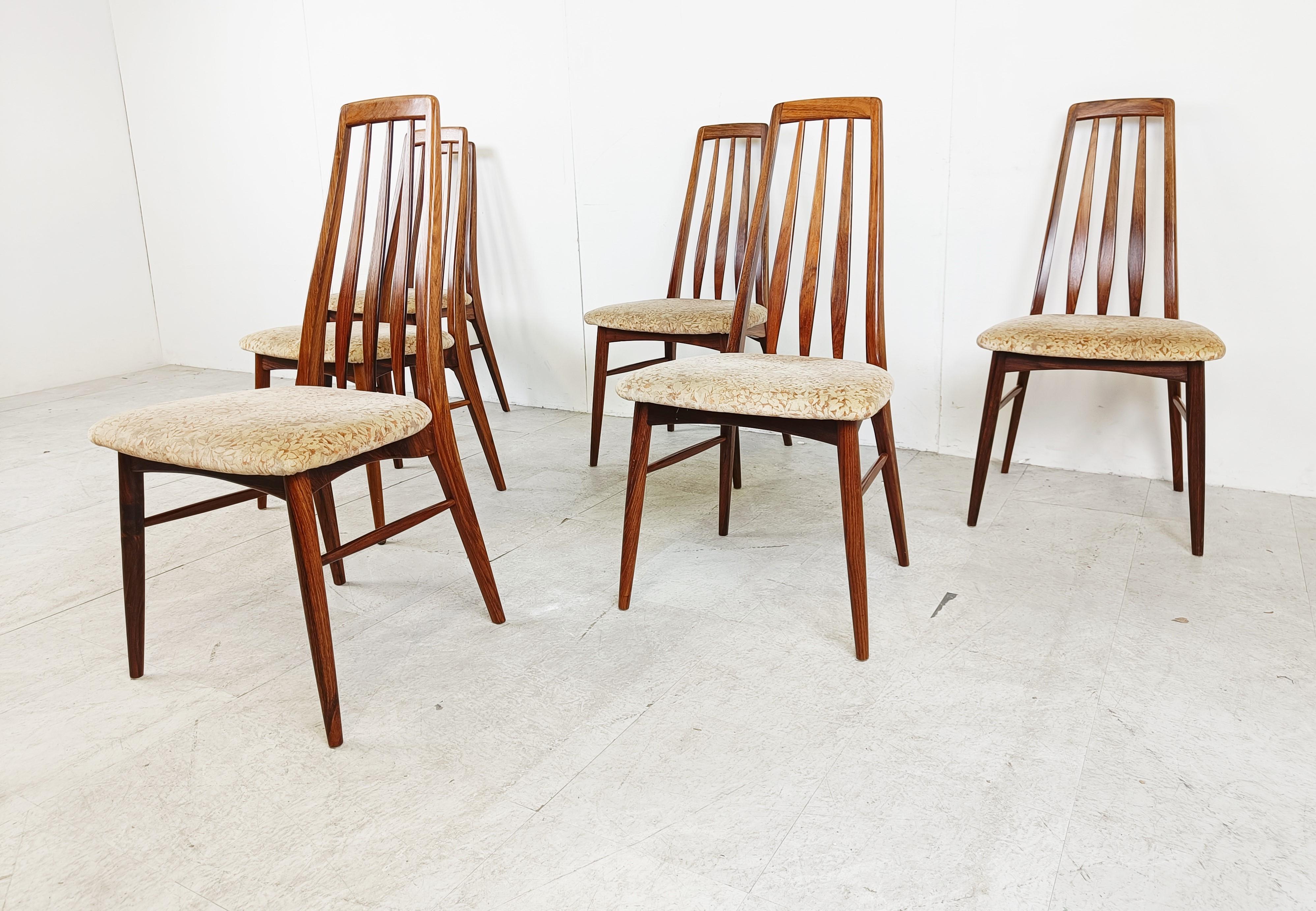 Mid-20th Century Set of 6 rosewood dining chairs, model EVA by Niels Kofoed, Denmark