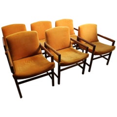 Vintage Set of 6 Rosewood Frame Dining Chairs by Founders Furniture Co.