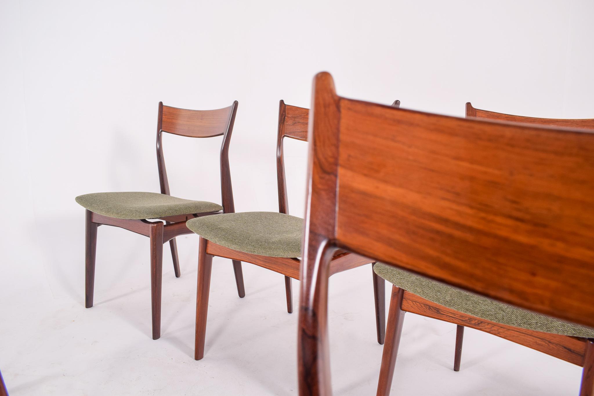 Set of 6 Rosewood H. P. Hansen Dining Chairs for Randers In Good Condition In Lisboa, Lisboa