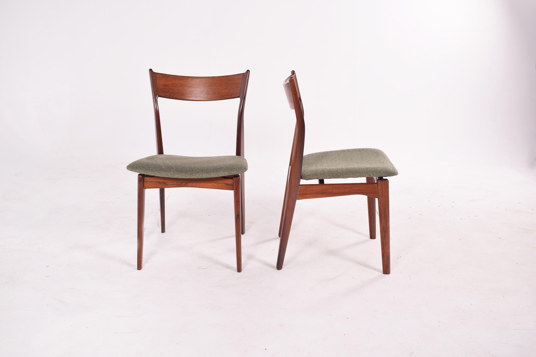 Mid-20th Century Set of 6 Rosewood H. P. Hansen Dining Chairs for Randers