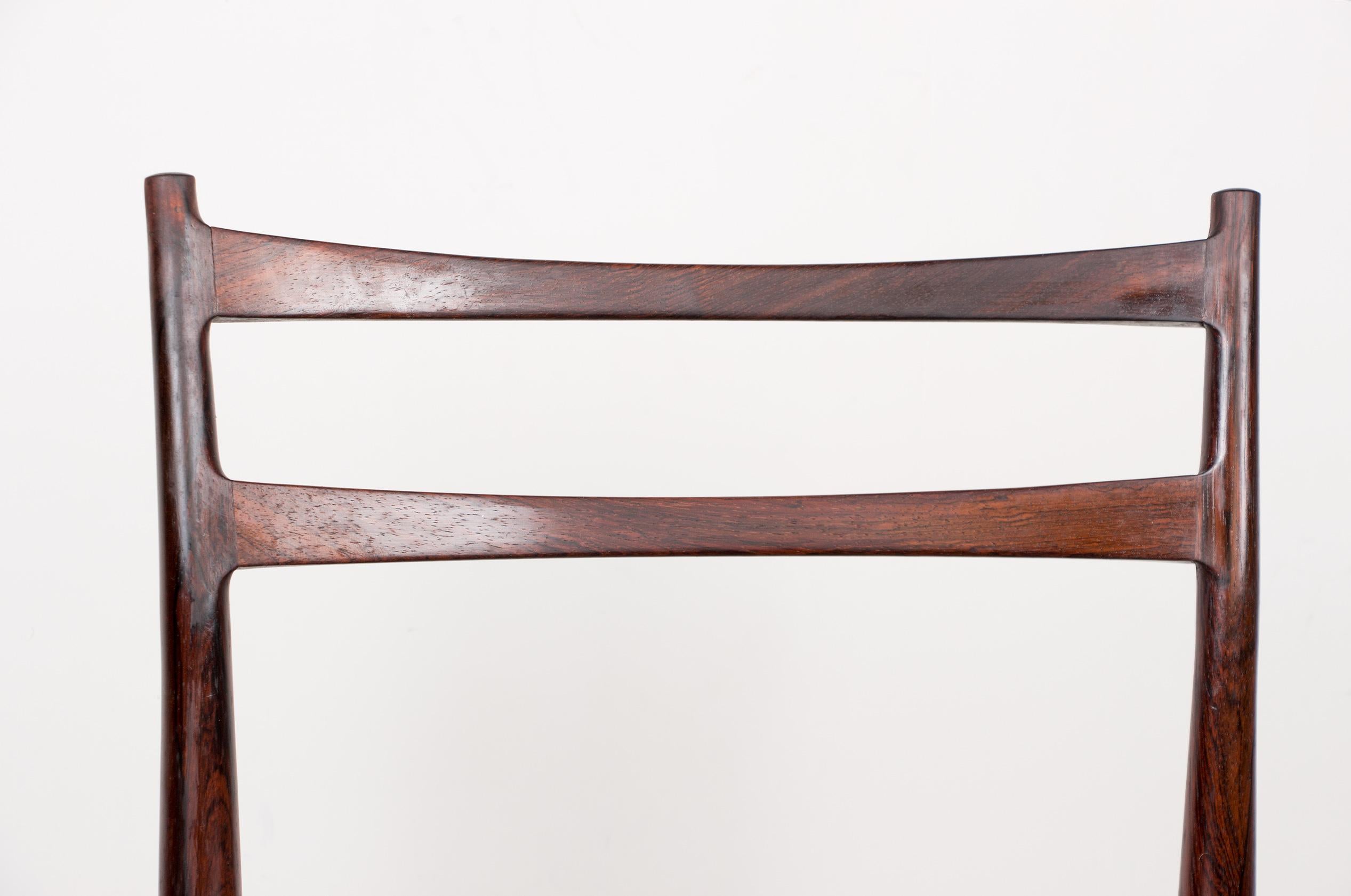 Danish Set of 6 Rosewood & Leather Dining Chairs by H.Rosengren-Hansen