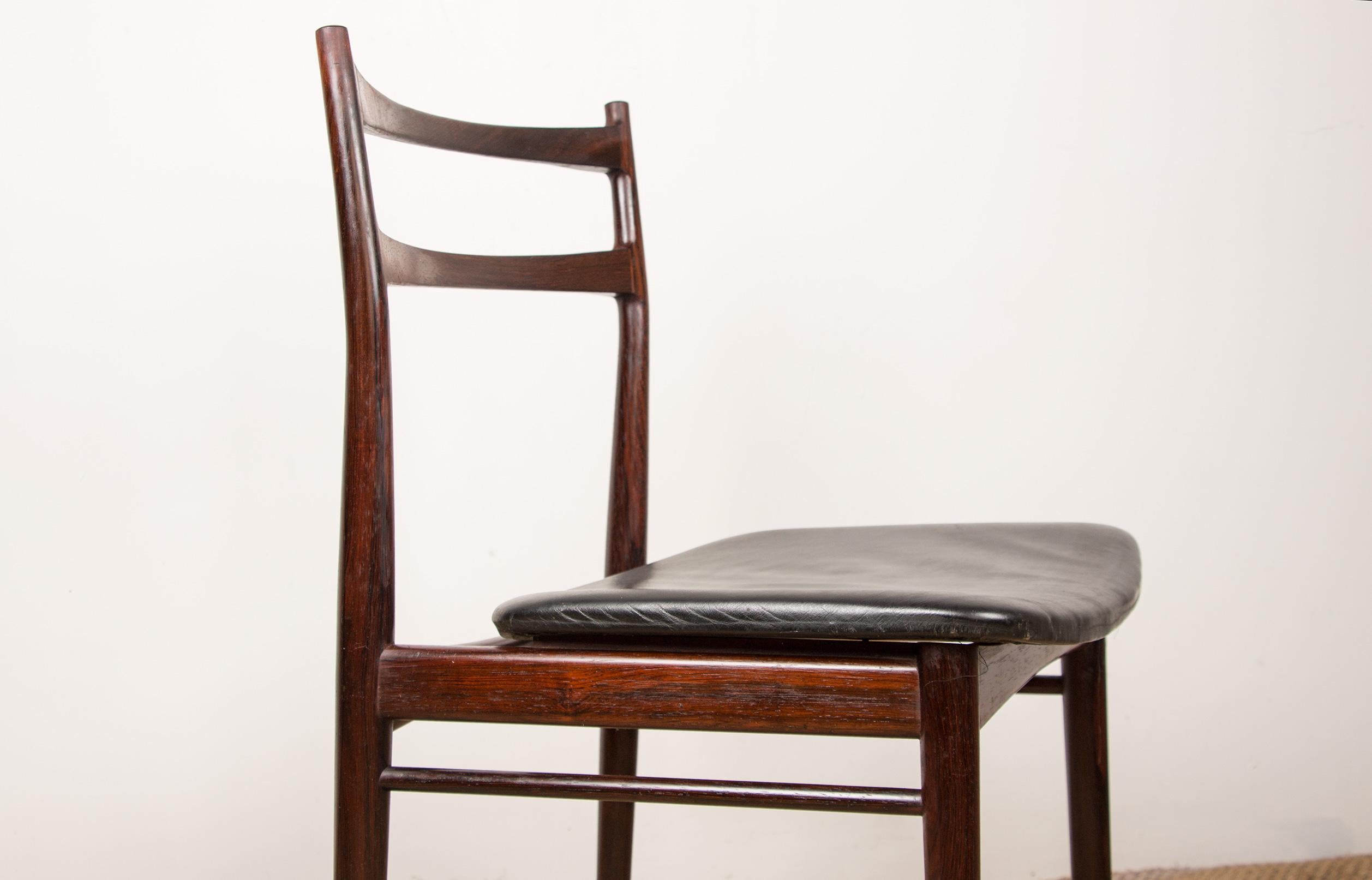 Mid-20th Century Set of 6 Rosewood & Leather Dining Chairs by H.Rosengren-Hansen