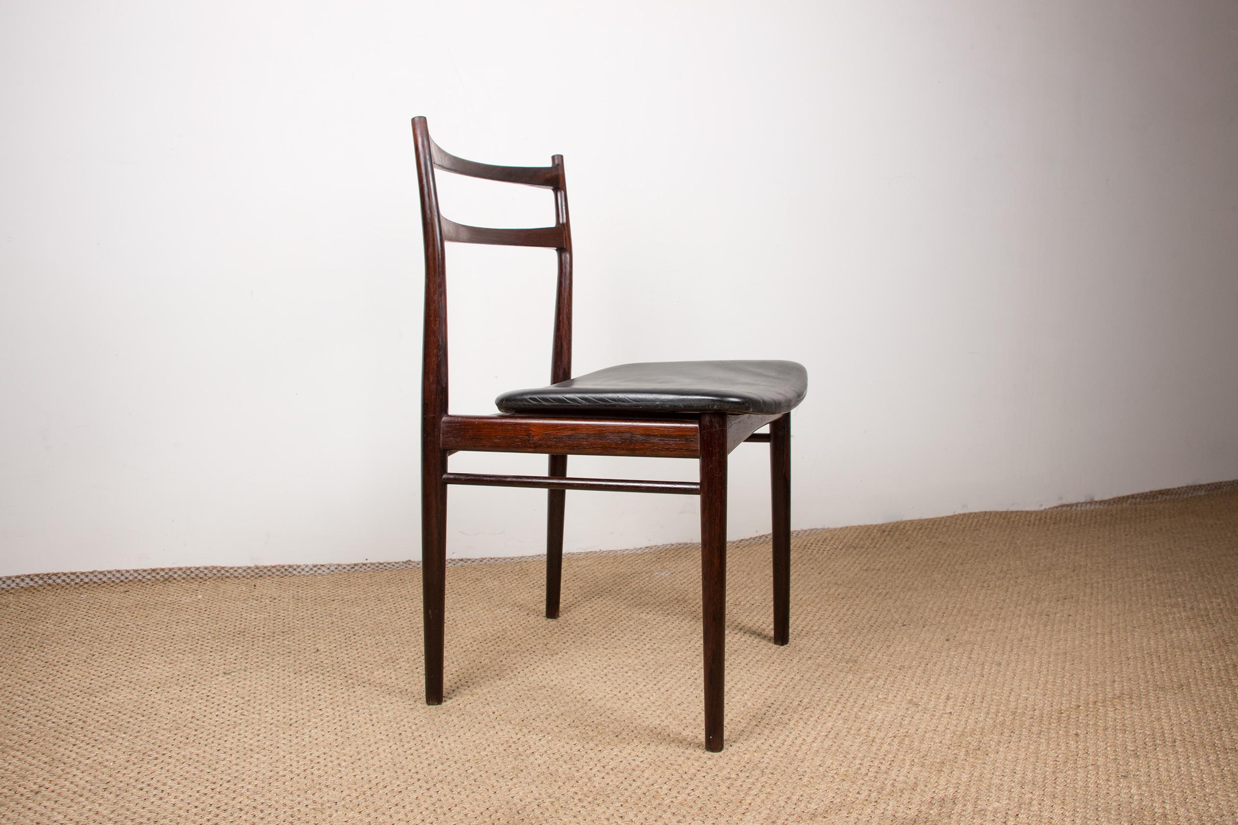 Set of 6 Rosewood & Leather Dining Chairs by H.Rosengren-Hansen 1