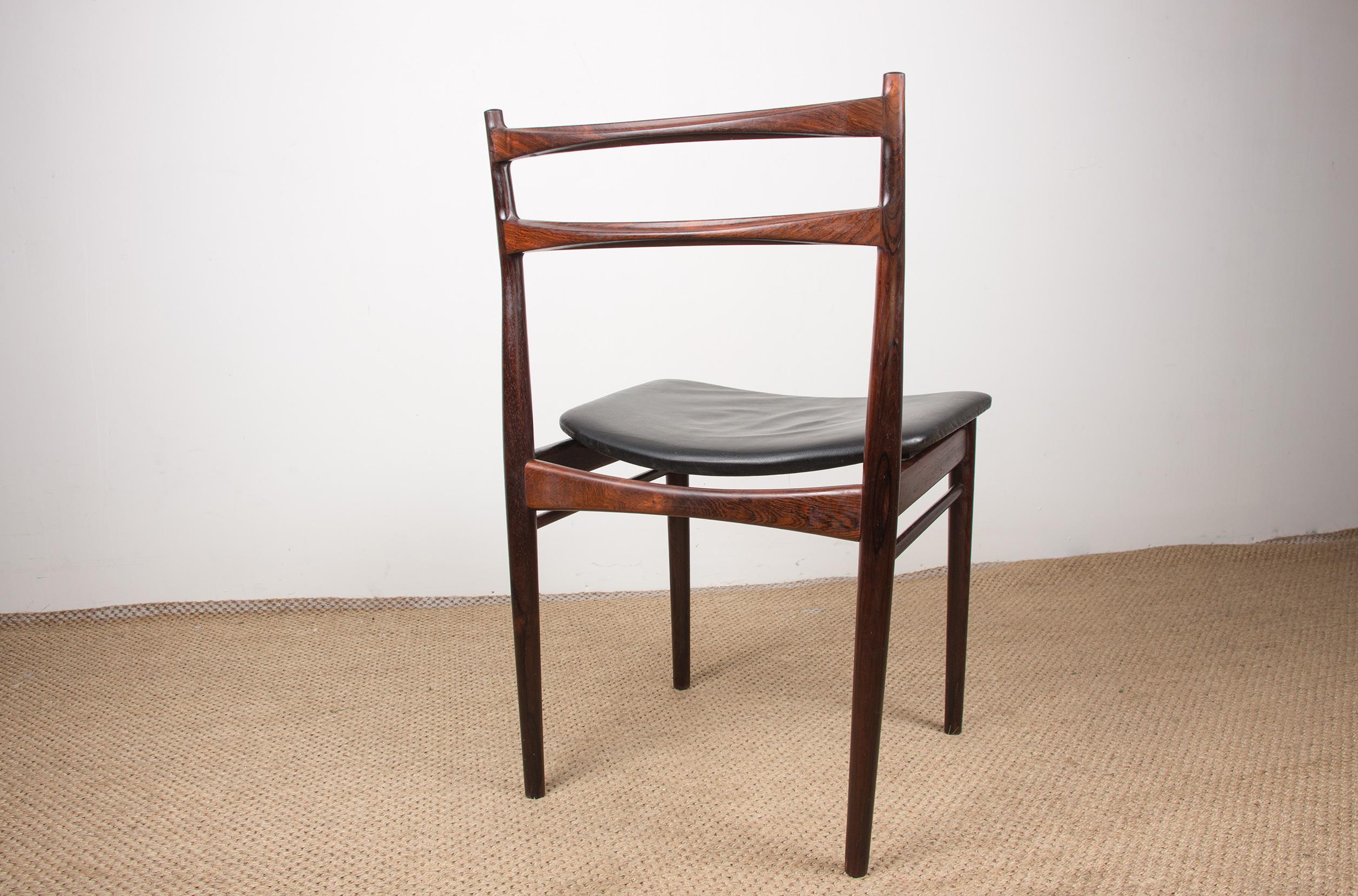 Set of 6 Rosewood & Leather Dining Chairs by H.Rosengren-Hansen 3