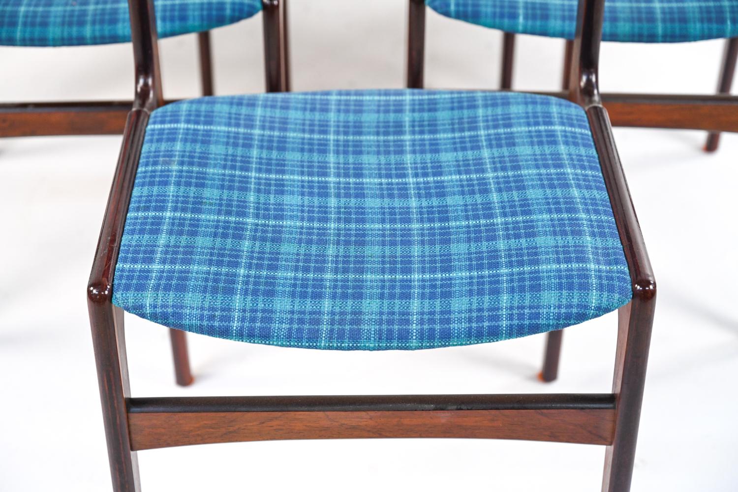 Veneer Set of 6 Rosewood Side Chairs by Erik Buch, c. 1960's