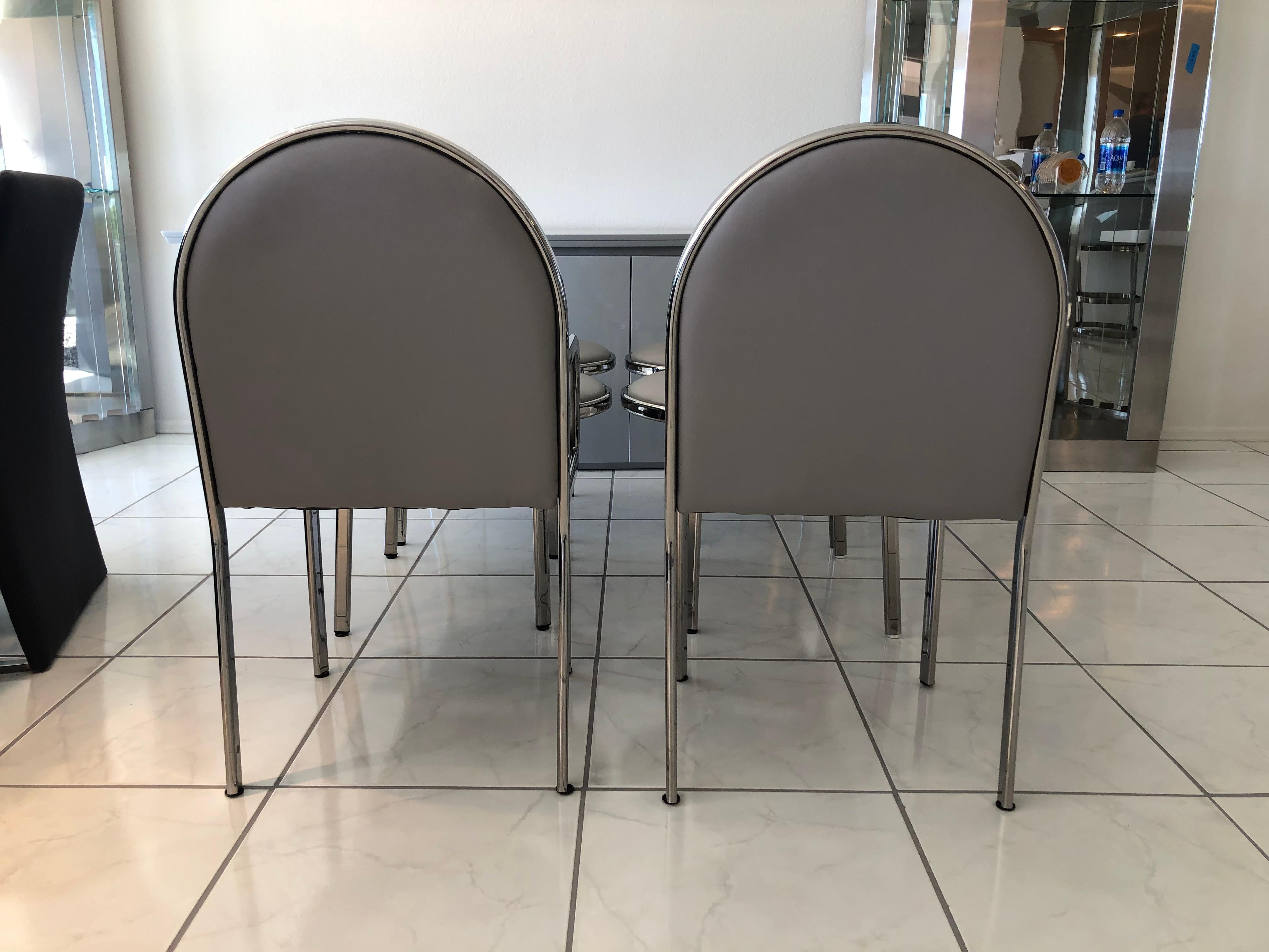 Set of 6 Rougier Postmodern Chrome Dining Chairs In Good Condition In Culver City, CA