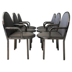 Ensemble de 6 chaises de salle à manger Rougier postmodernes chromées