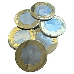 juego de 6 posavasos redondos C030 hechos a mano en fundición de latón y aluminio