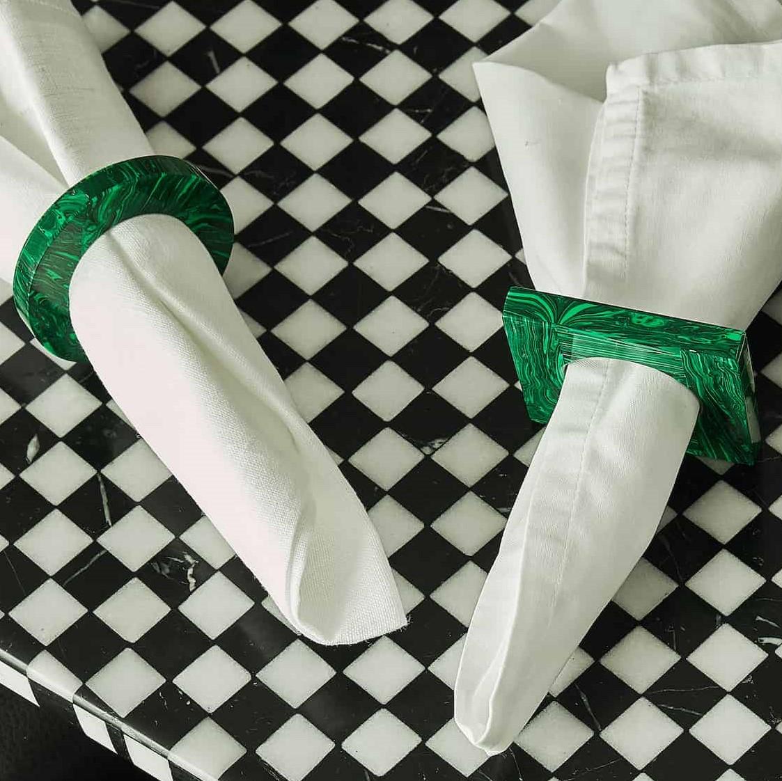 Other Set of 6 Round Malachite Napkin Rings by Marcela Cure For Sale