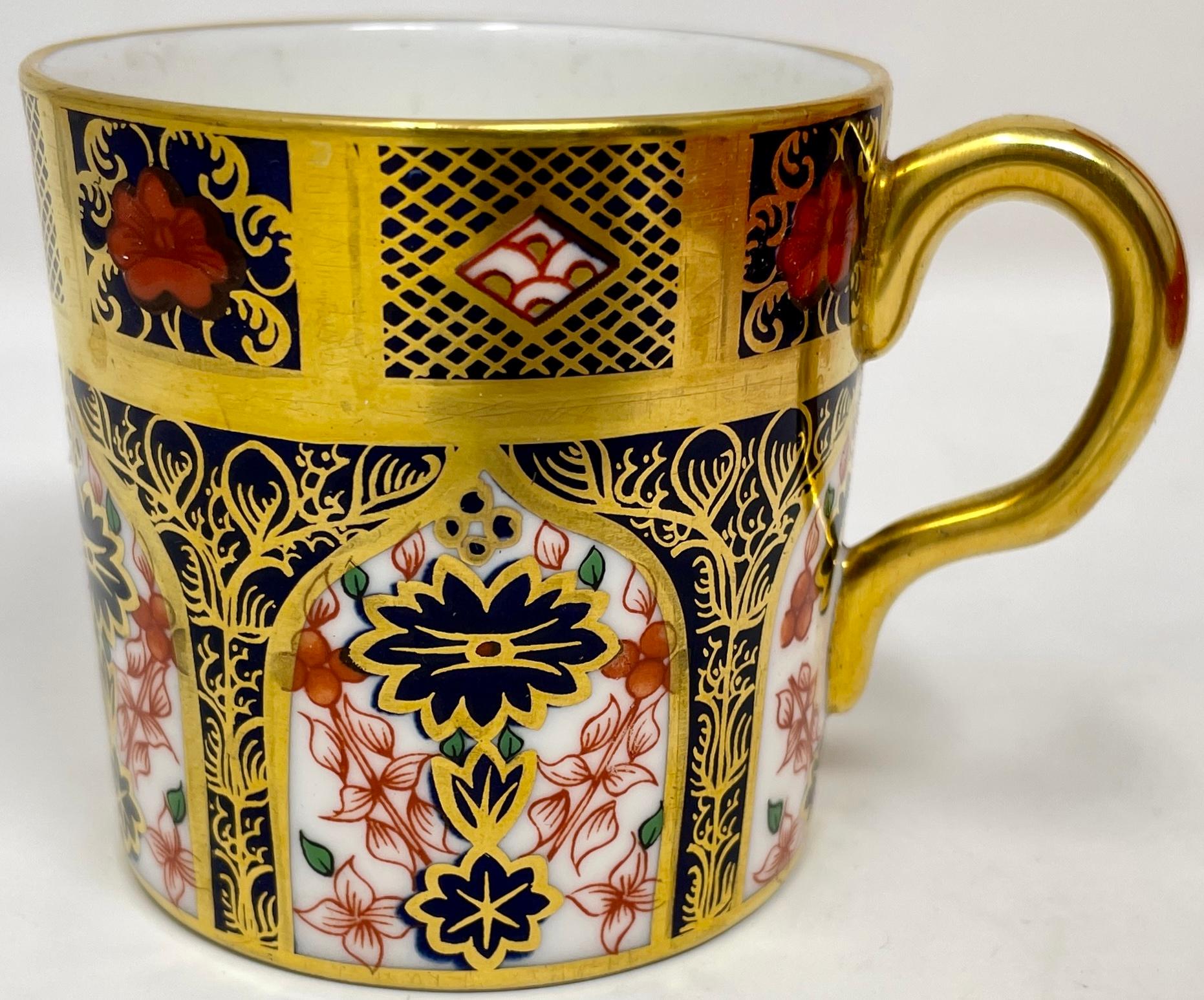 Set of 6 Estate English Royal Crown Derby Porcelain Demitasse Cups and Saucers. For Sale 1