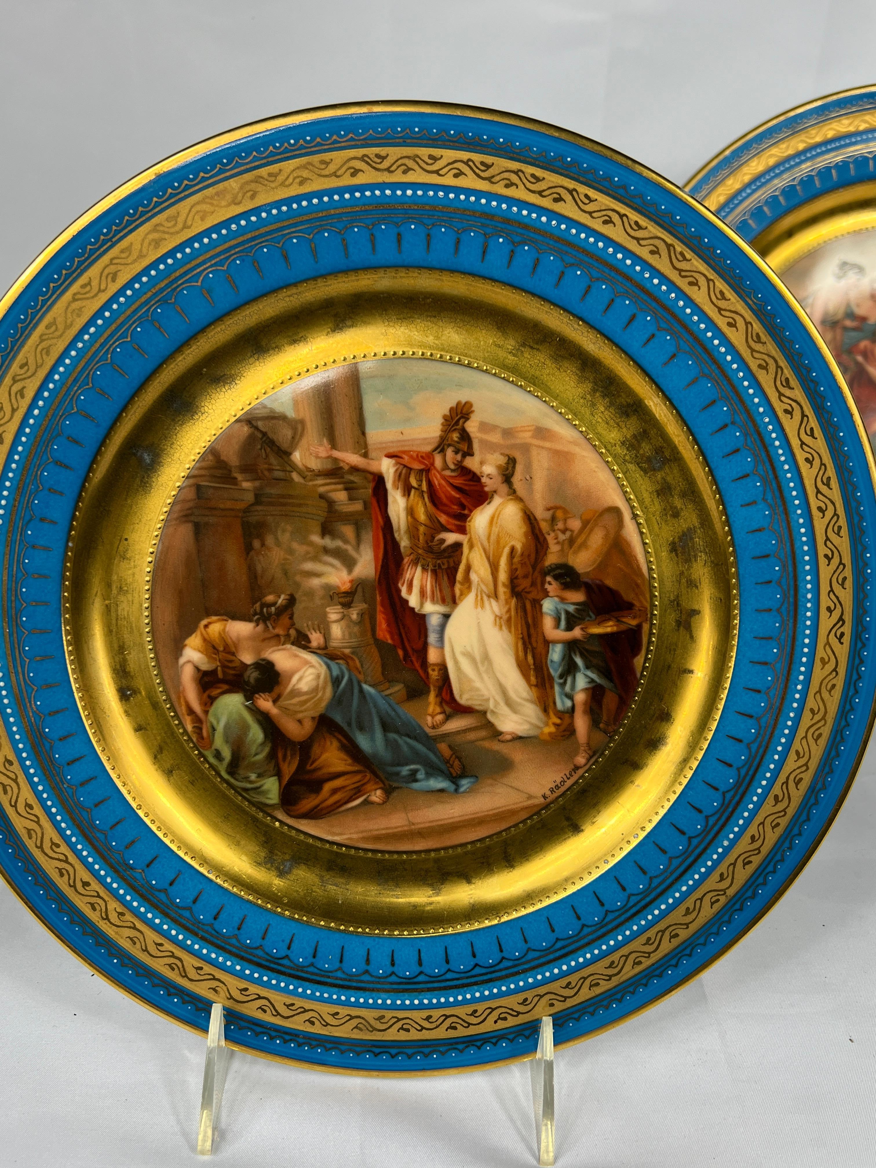 Set di 6 piatti decorati in stile reale viennese, allegorici e smaltati, da 10,875 pollici in vendita 3