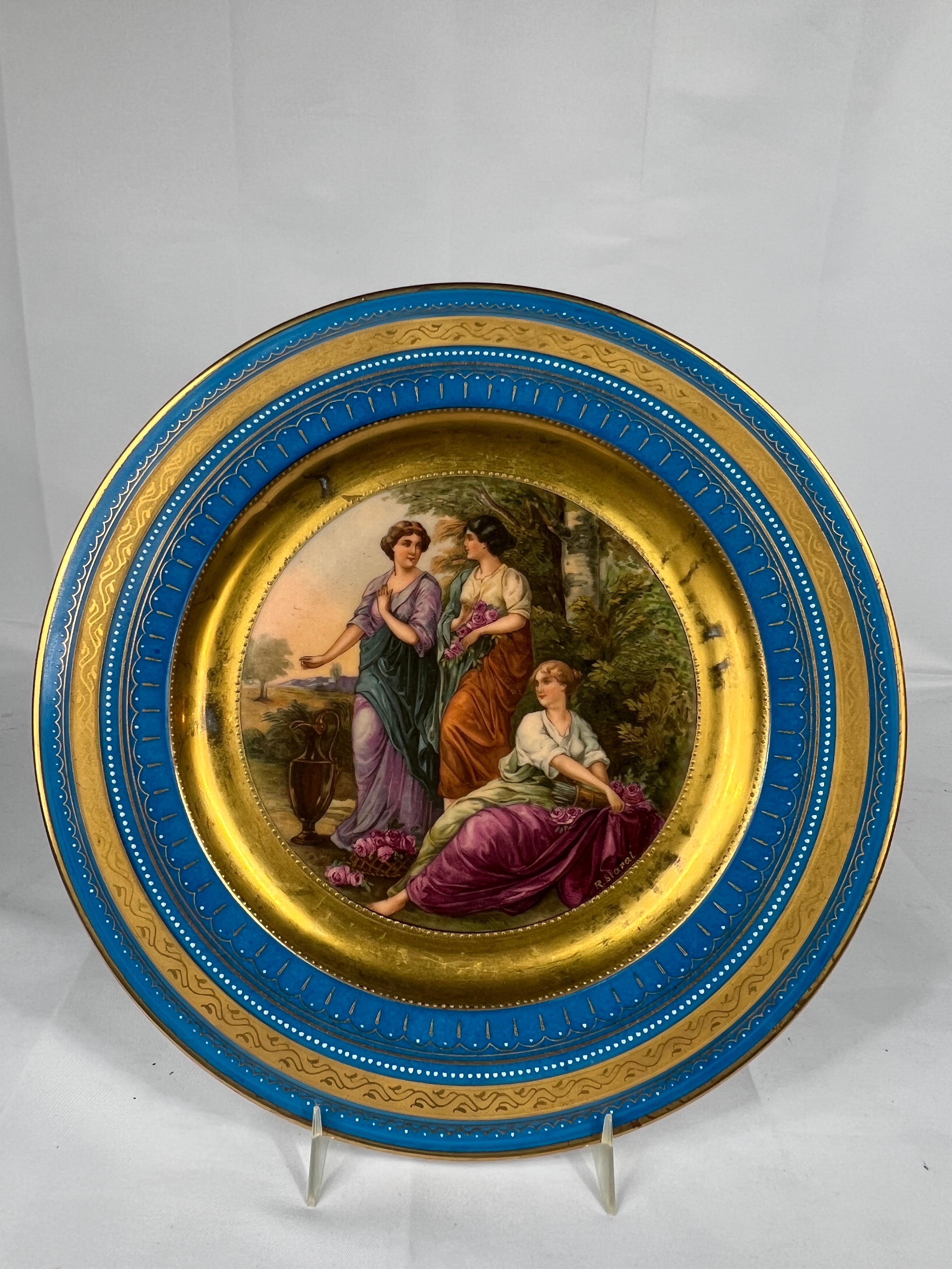 Set di 6 piatti decorati in stile reale viennese, allegorici e smaltati, da 10,875 pollici in vendita 6