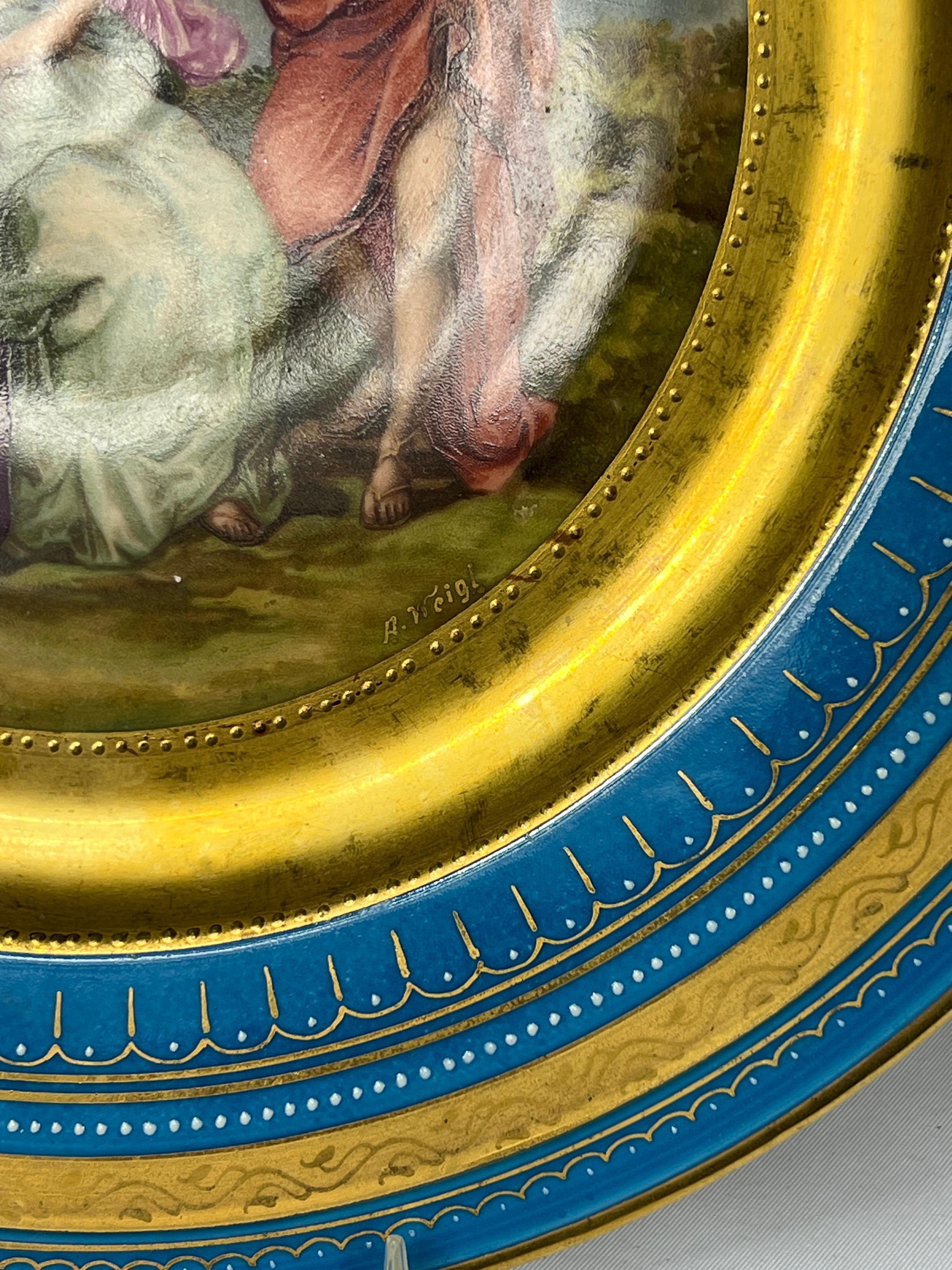 XX secolo Set di 6 piatti decorati in stile reale viennese, allegorici e smaltati, da 10,875 pollici in vendita