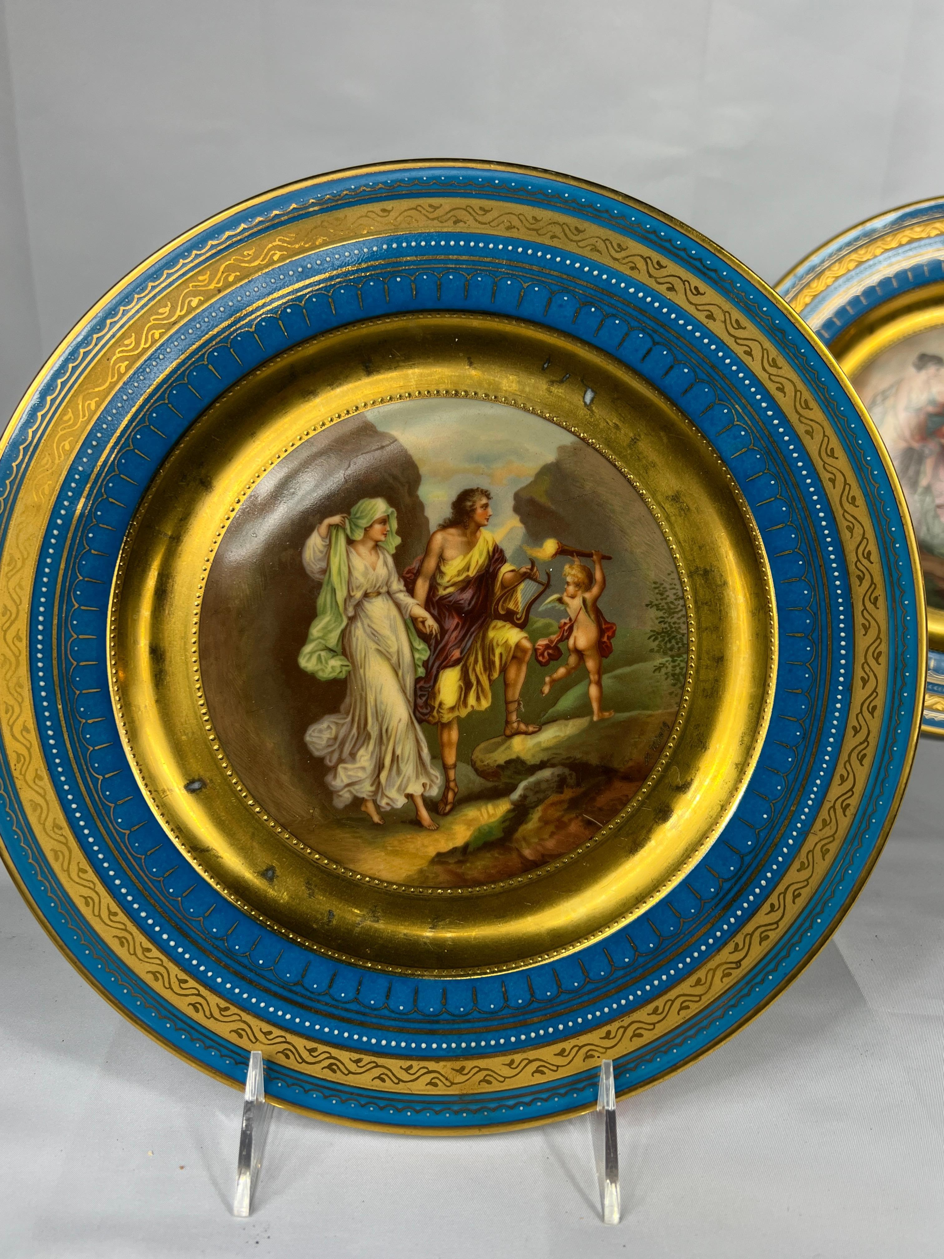 Set di 6 piatti decorati in stile reale viennese, allegorici e smaltati, da 10,875 pollici in vendita 1