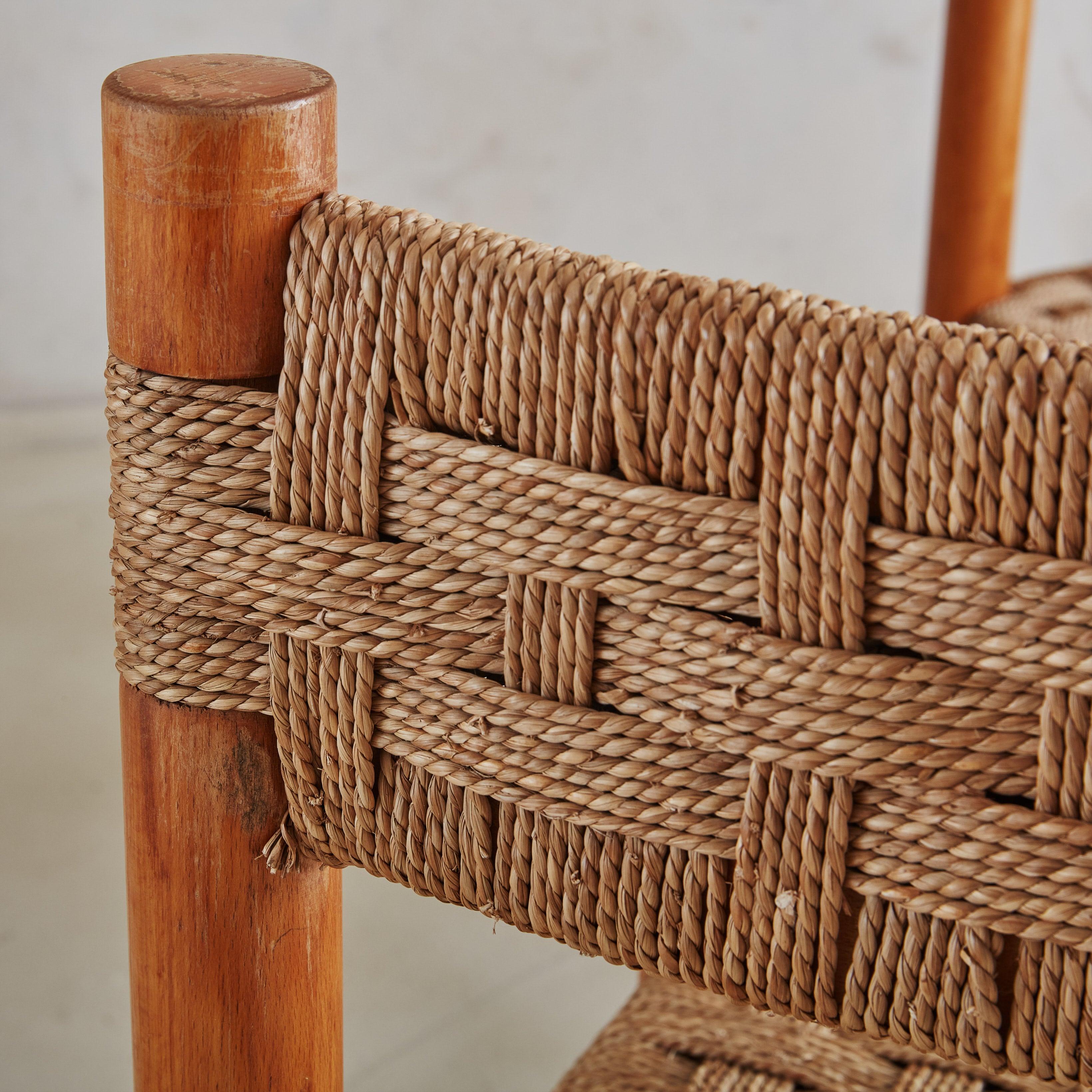 Set of 6 Rush + Beech Wood Dining Chairs in the Style of Charlotte Perriand 5