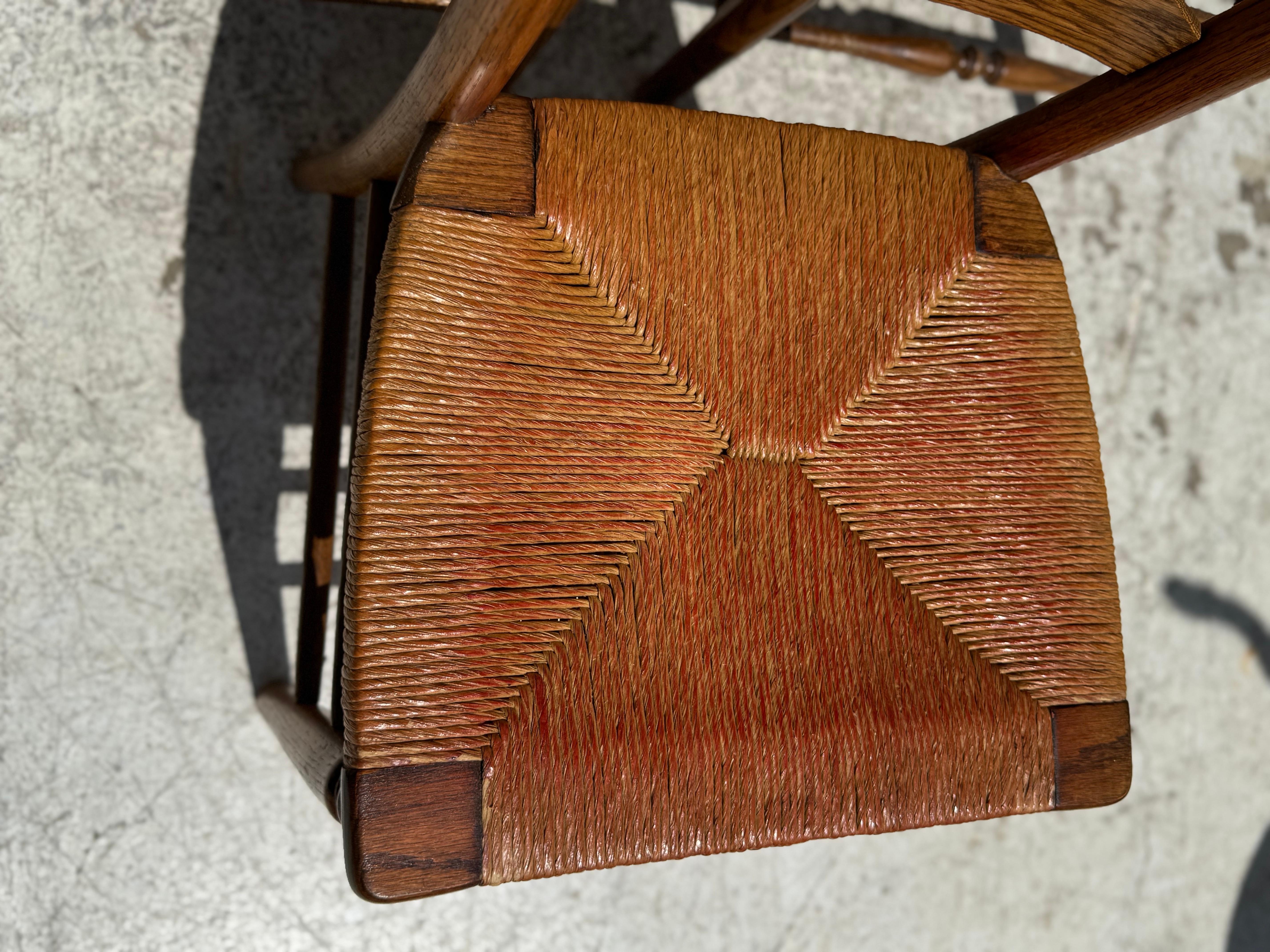 20th Century Set of 6 Rush Seat Walnut Ladderback Dining Chairs For Sale