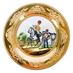 Set Of 6 Russian Hand-Painted Porcelain Military Plates, Circa 1900