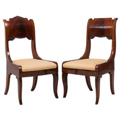 Set of 6 Russian Neo-Classic Mahogany Upholstered Dining Chairs