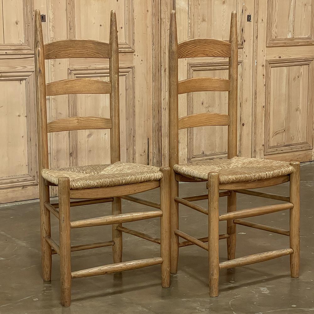 Set of 6 Rustic Country French Rush Seat Dining Chairs 2