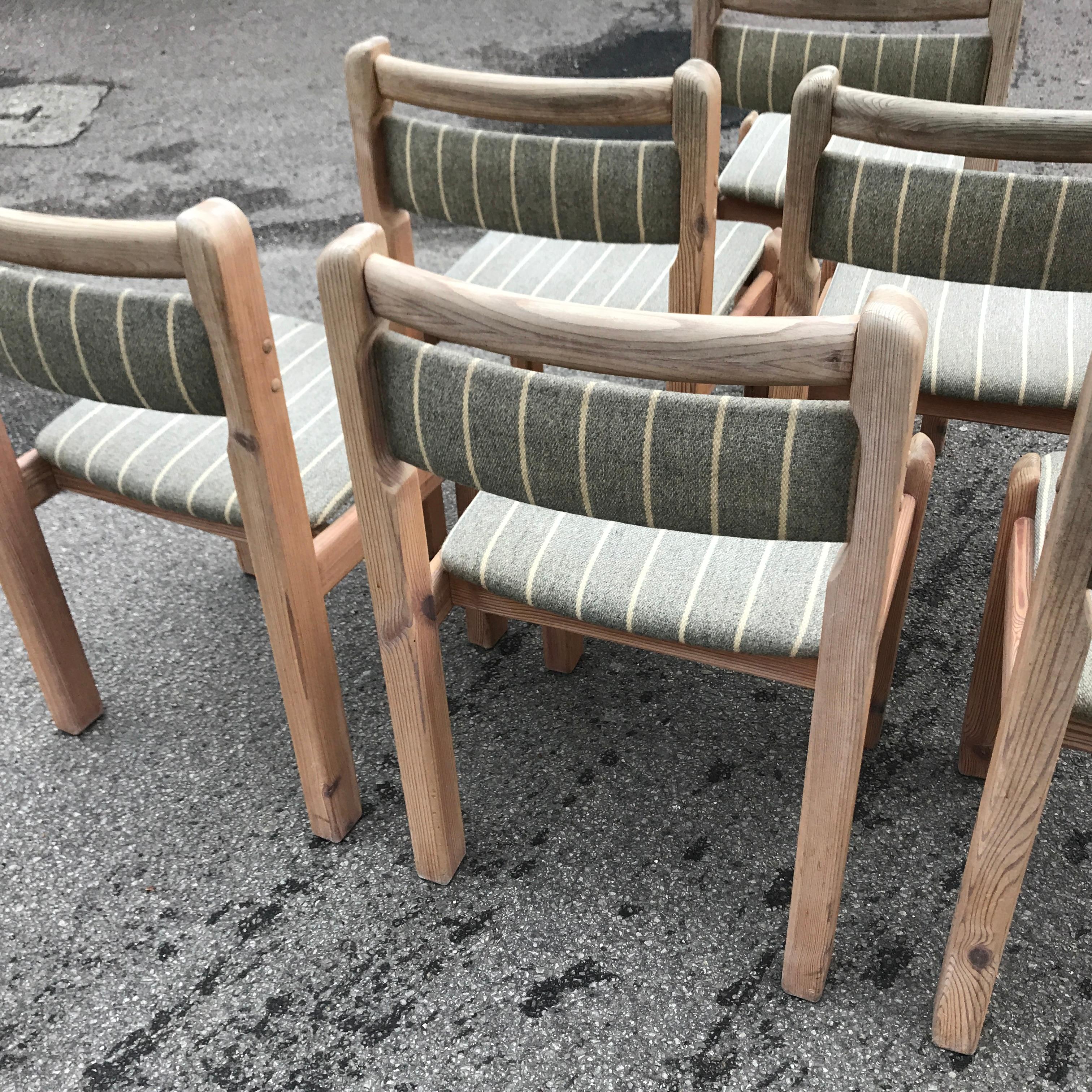 Mid-Century Modern Set of 6 Rustic Dinning Chairs from 1970s