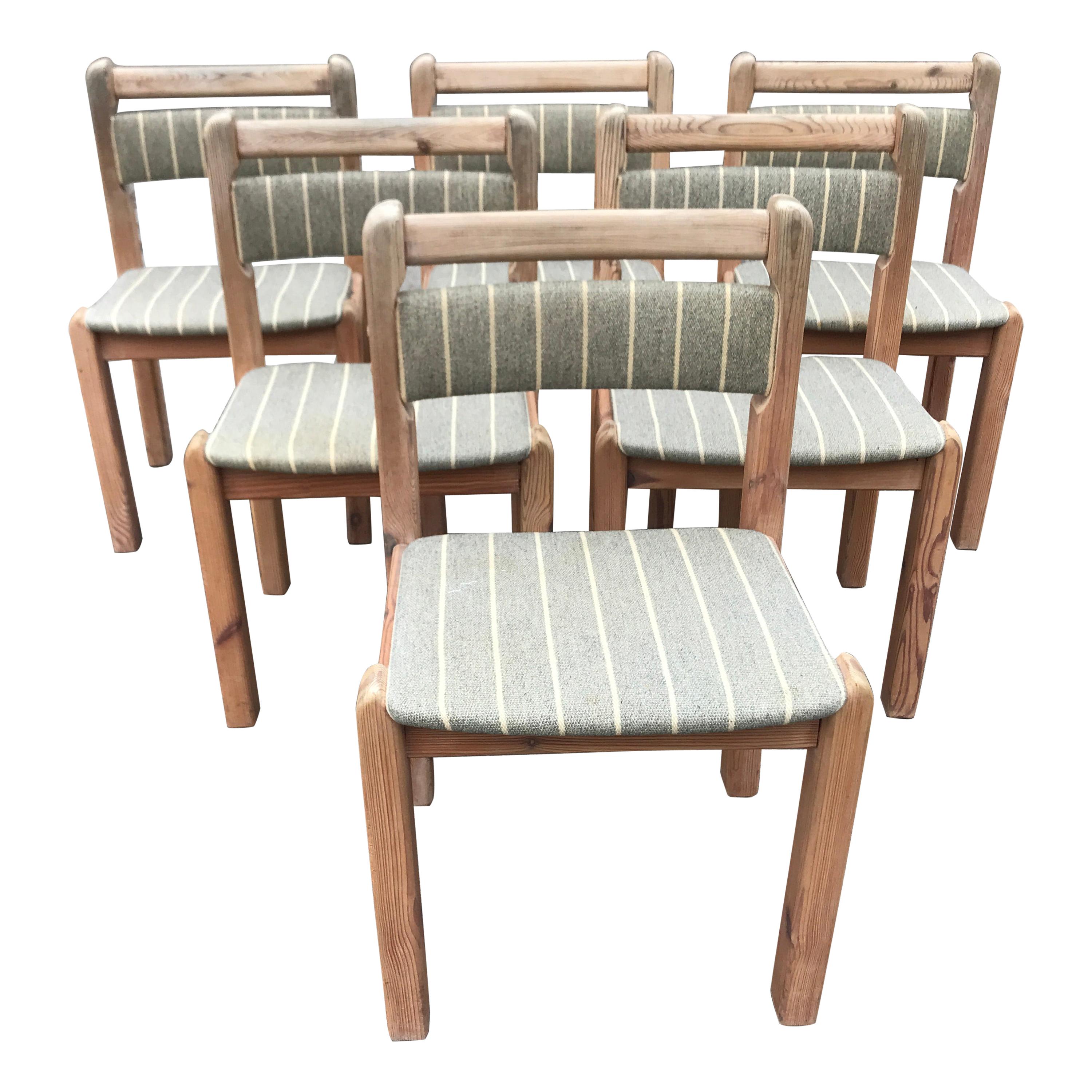 Set of 6 Rustic Dinning Chairs from 1970s
