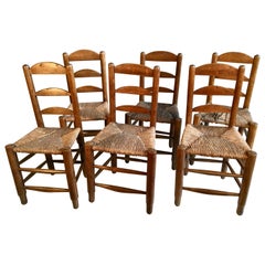 Set of 6 Rustic French Chairs
