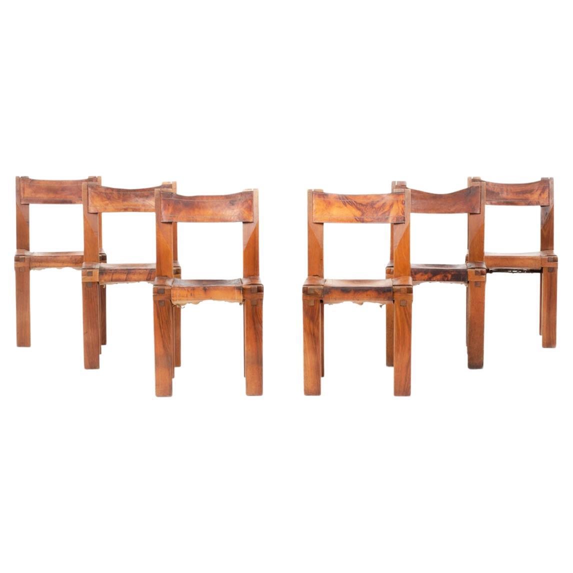 Set of 6 S11 Chairs by Pierre Chapo, 1960