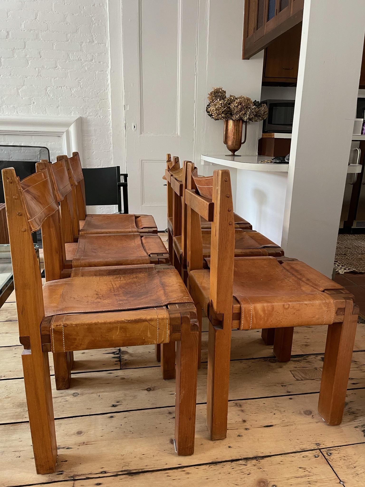 French Set of 6 'S11' Chairs by Pierre Chapo