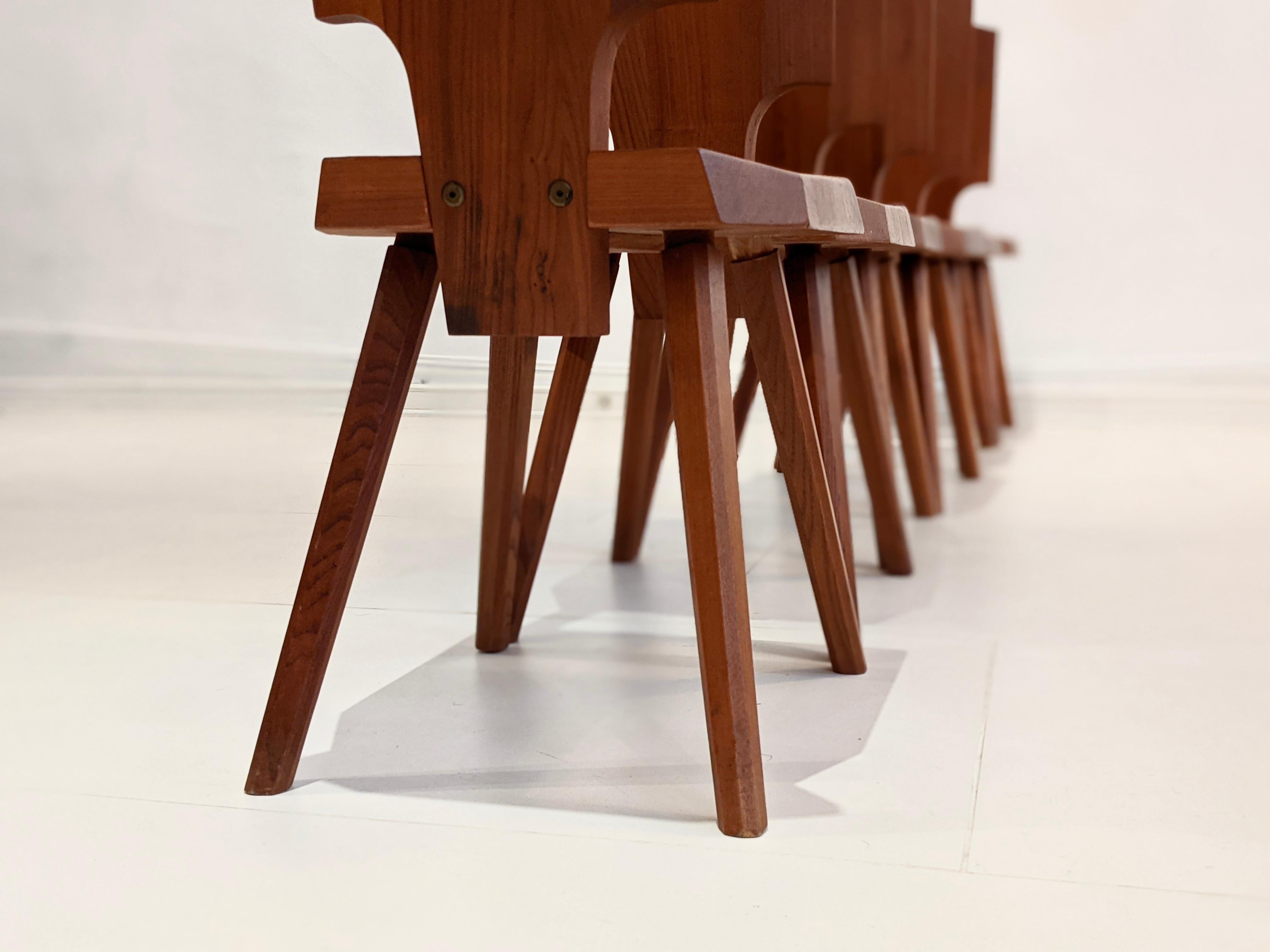 Mahogany Set of 6 S28 Chairs by Pierre Chapo