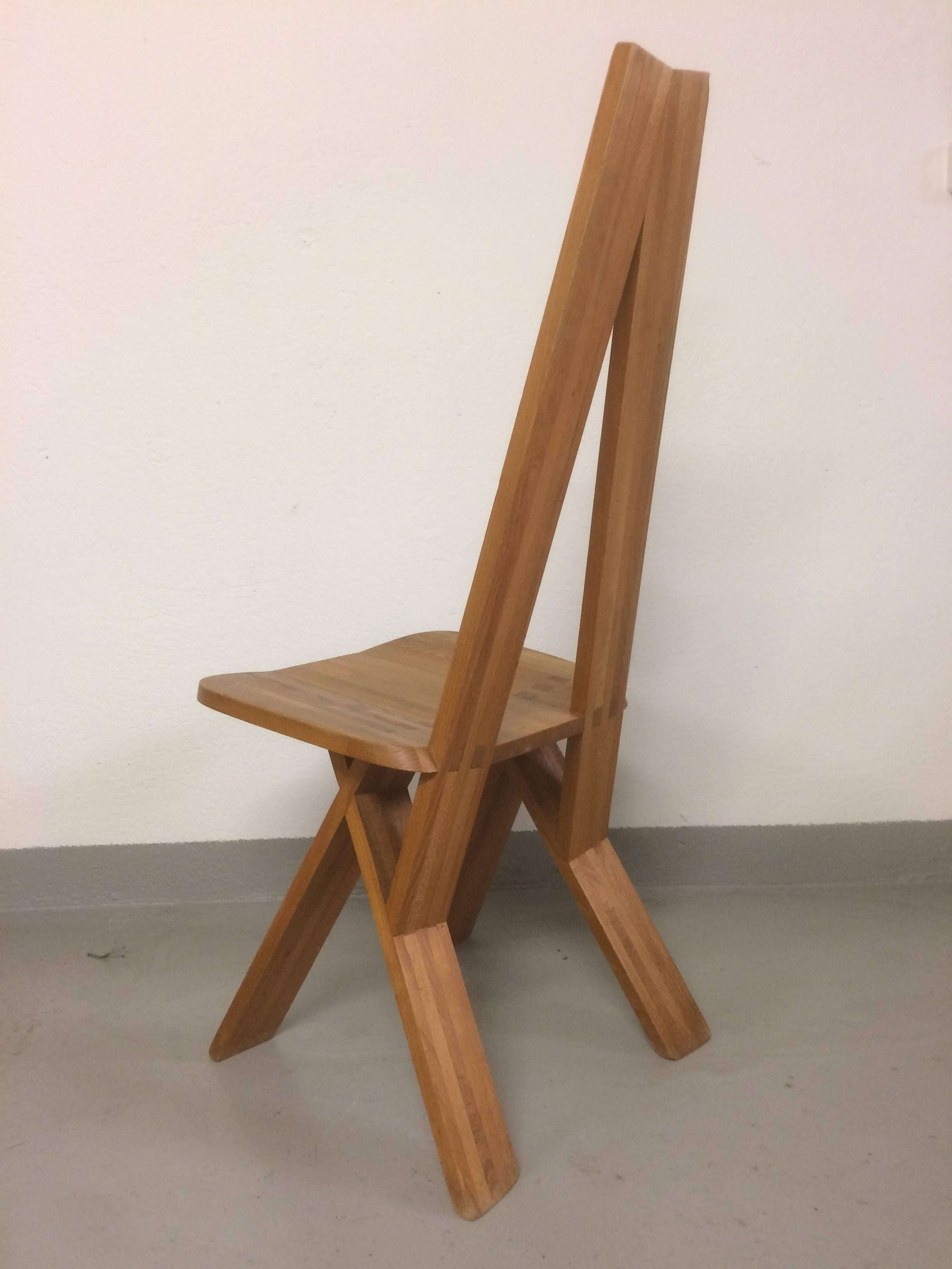 Mid-20th Century Set of 6 S45 Solid Elm Dining Chair by Pierre Chapo, France, circa 1960s
