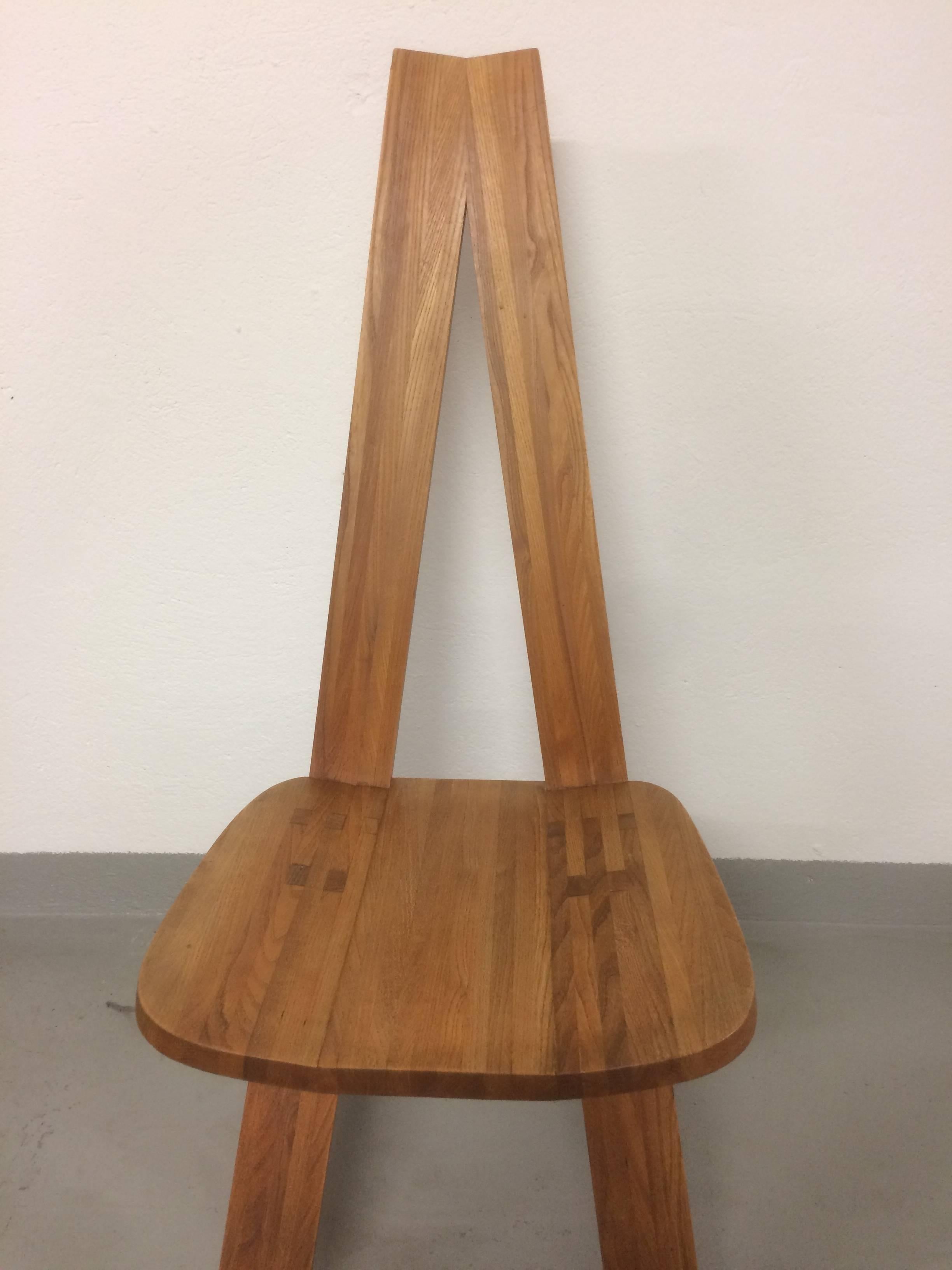 Set of 6 S45 Solid Elm Dining Chair by Pierre Chapo, France, circa 1960s 2