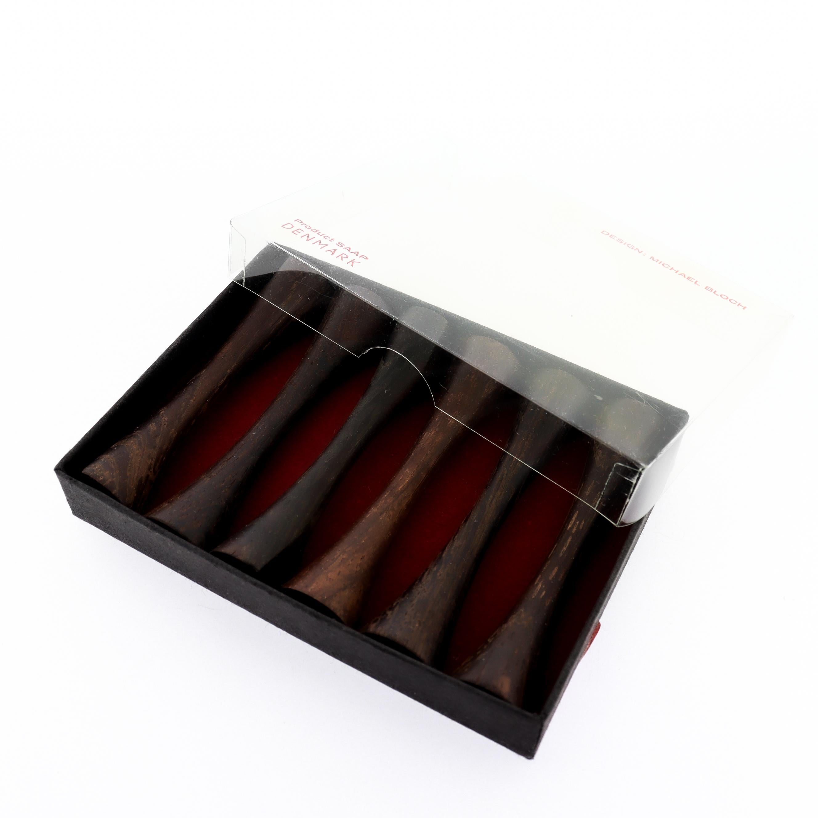 Set di 6 poggiacoltelli in legno tornito SAAP Danish Modern Rosewood di Michael Bloch in vendita 3