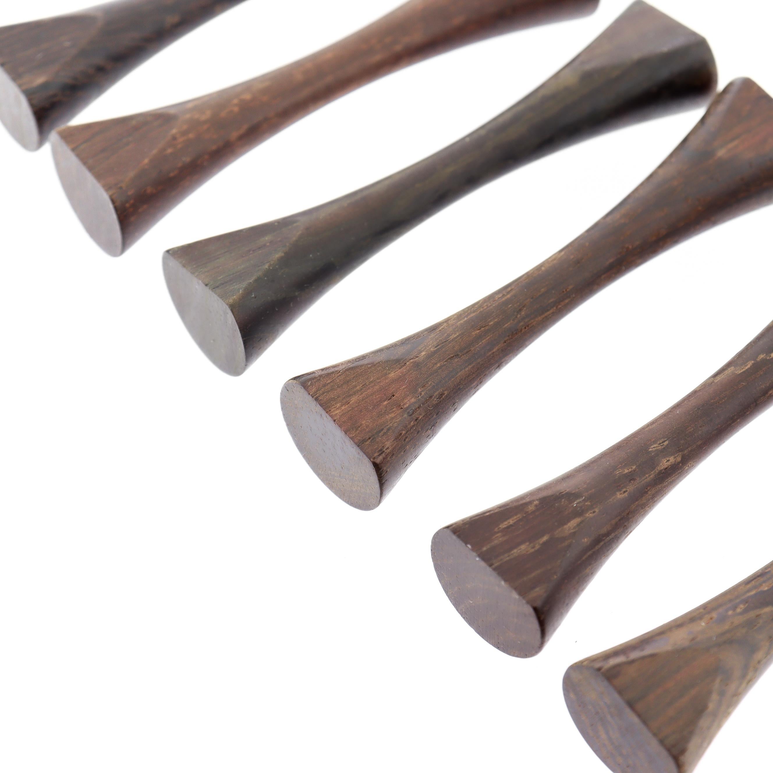 Set di 6 poggiacoltelli in legno tornito SAAP Danish Modern Rosewood di Michael Bloch in vendita 7