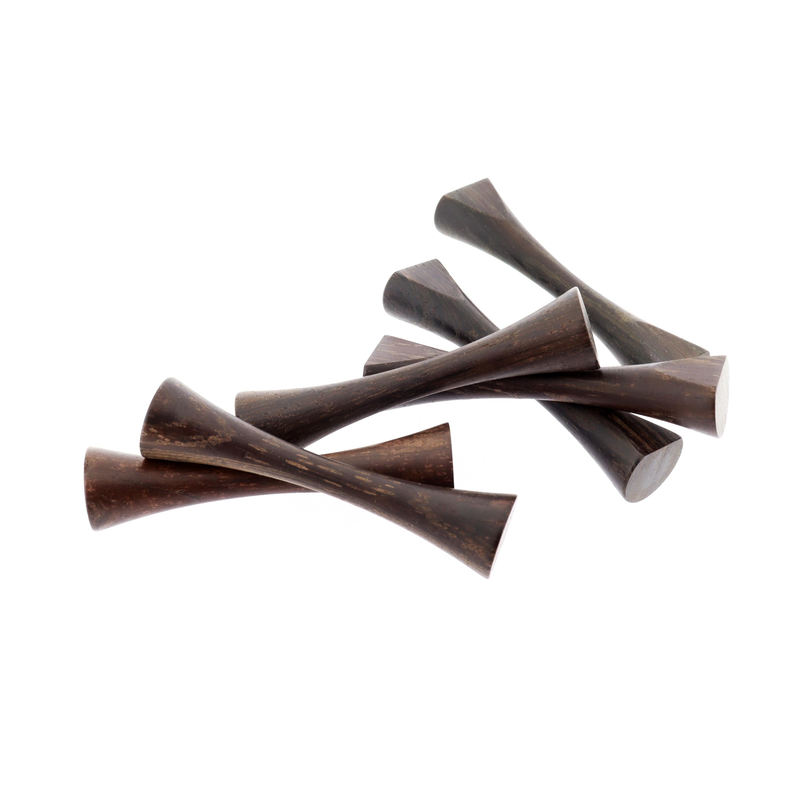 Scandinavo moderno Set di 6 poggiacoltelli in legno tornito SAAP Danish Modern Rosewood di Michael Bloch in vendita