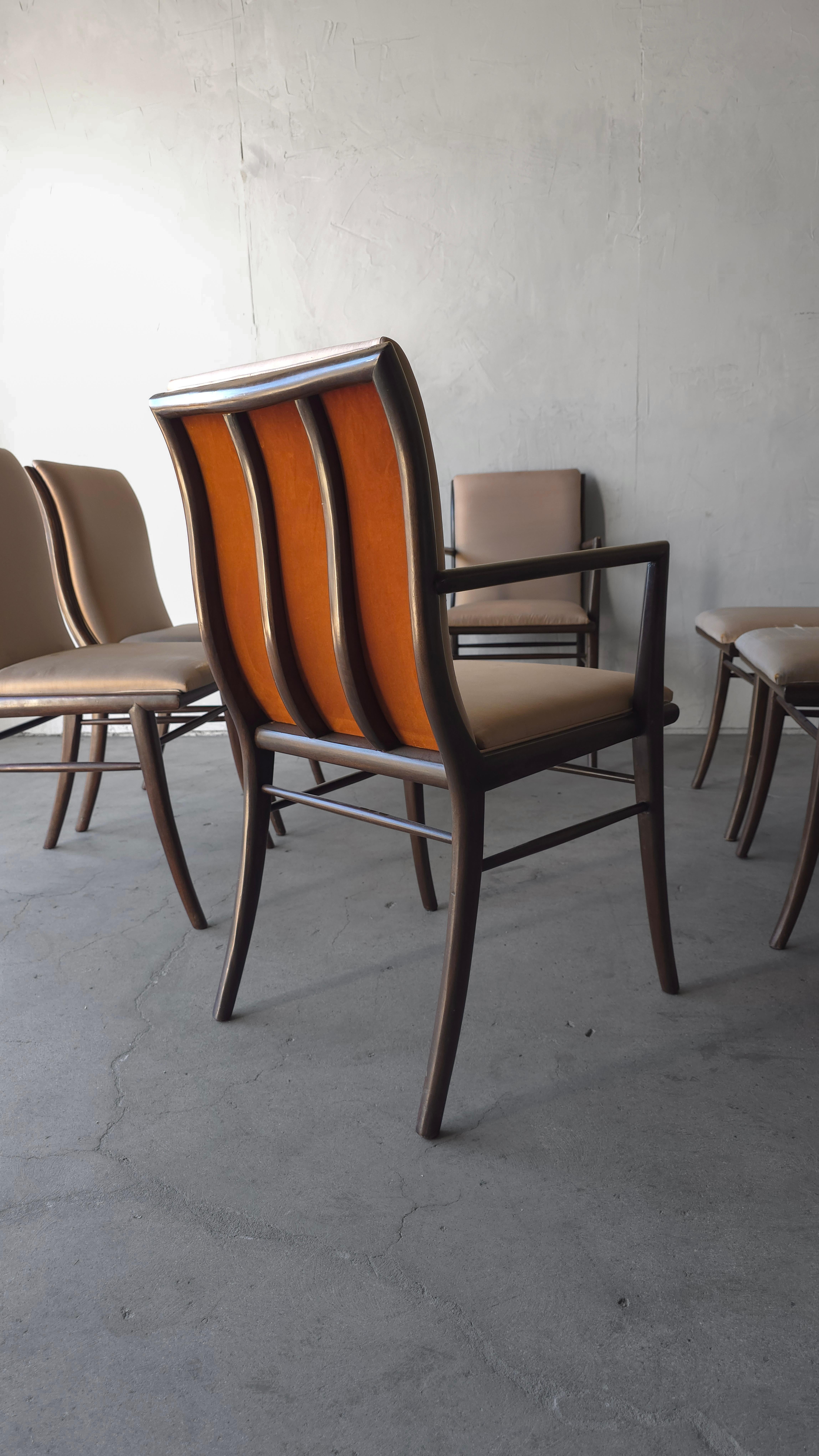 Mid-Century Modern Set of 6 Sabre Leg Dining Chairs by Robsjohn-Gibbings en vente
