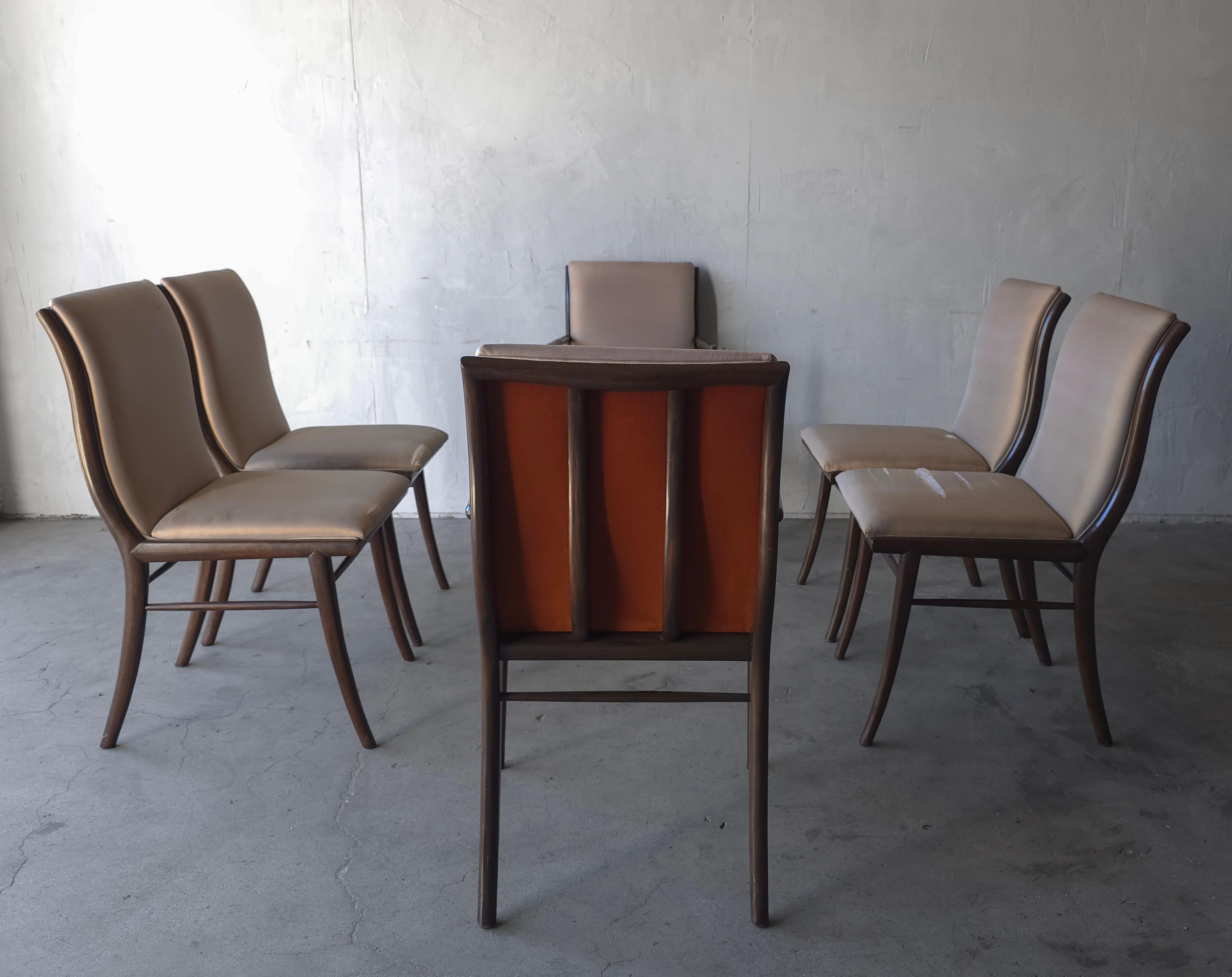 Set of 6 Sabre Leg Dining Chairs by Robsjohn-Gibbings État moyen - En vente à Las Vegas, NV